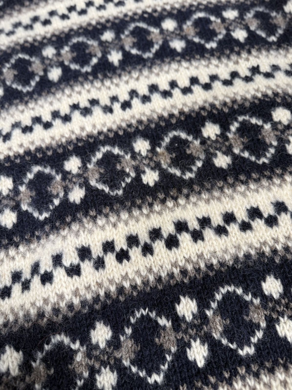 Vintage Vintage Chunky Knitted Navy Cream Wool Sweater Size US L / EU 52-54 / 3 - 5 Thumbnail