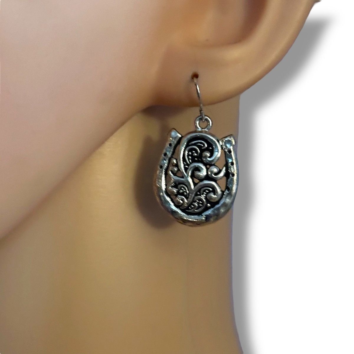 Other Silver tone ornate horseshoe dangle earrings Size ONE SIZE - 3 Thumbnail