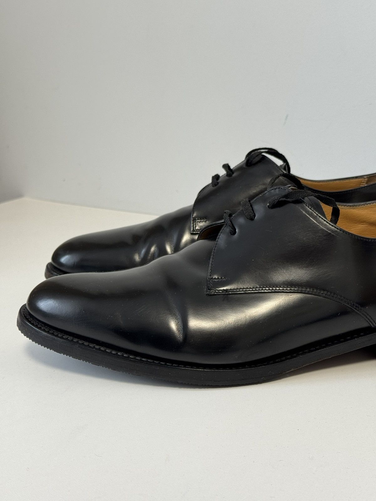 Barker Barker England Black Leather Derby Dress Shoes Size 11.5 Size US 11.5 / EU 44-45 - 6 Thumbnail