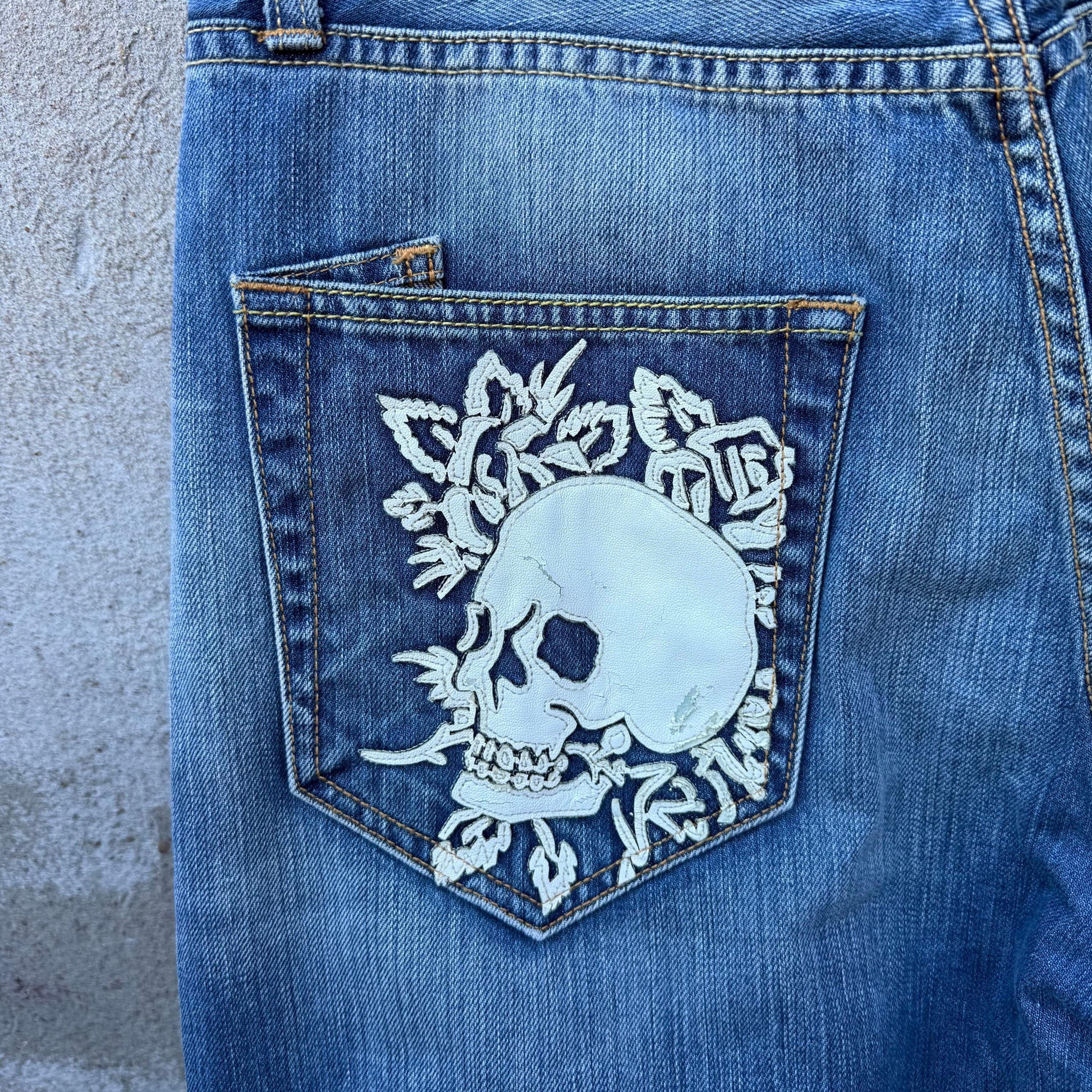 Ed Hardy × Vintage Y2K Ed Hardy Skull (NOS) Denim Jeans Size US 30 / EU 46 - 9 Thumbnail