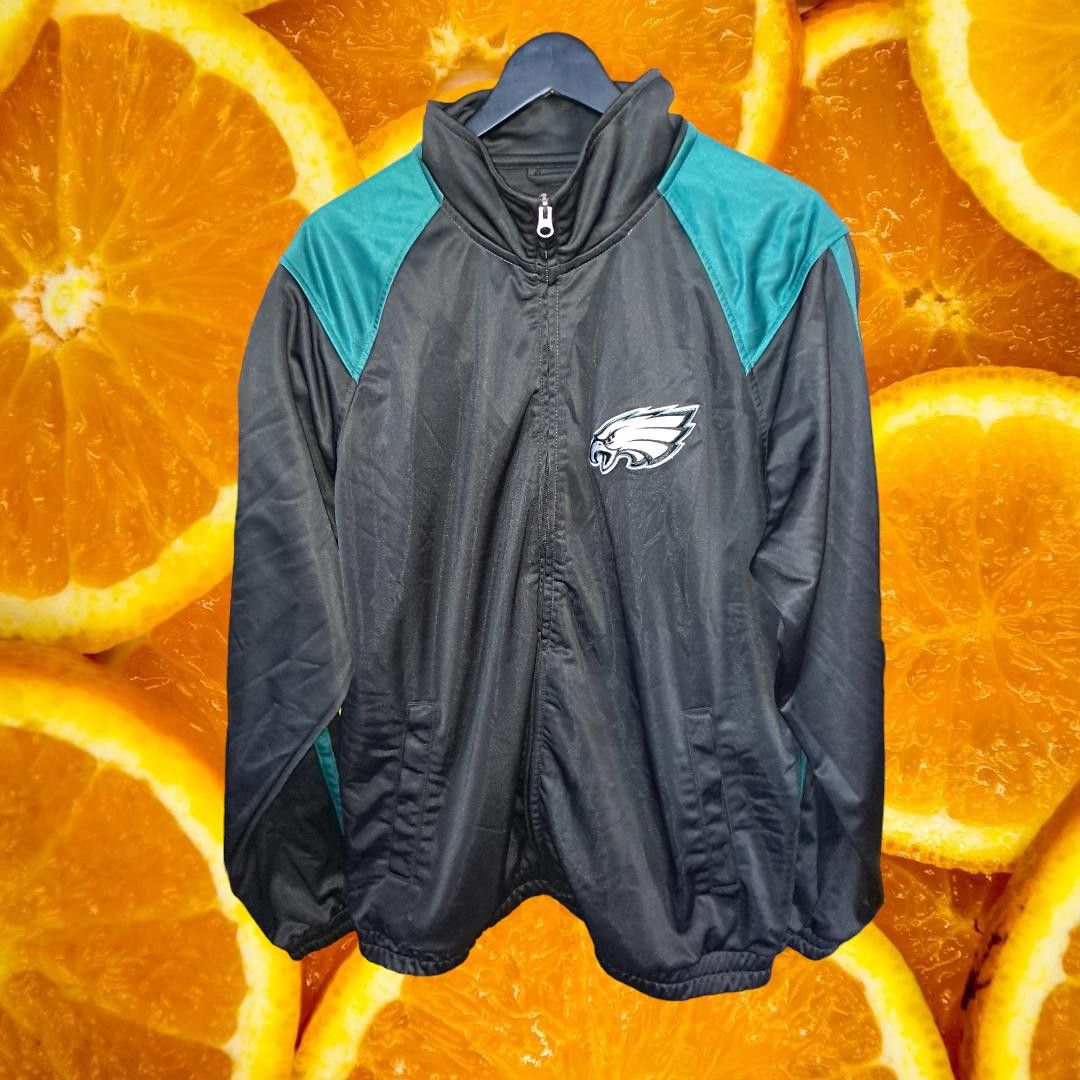 NFL NFL Eagles Full Zip Black with Green Accents Jacket Size XL Size US XL / EU 56 / 4 - 1 Thumbnail