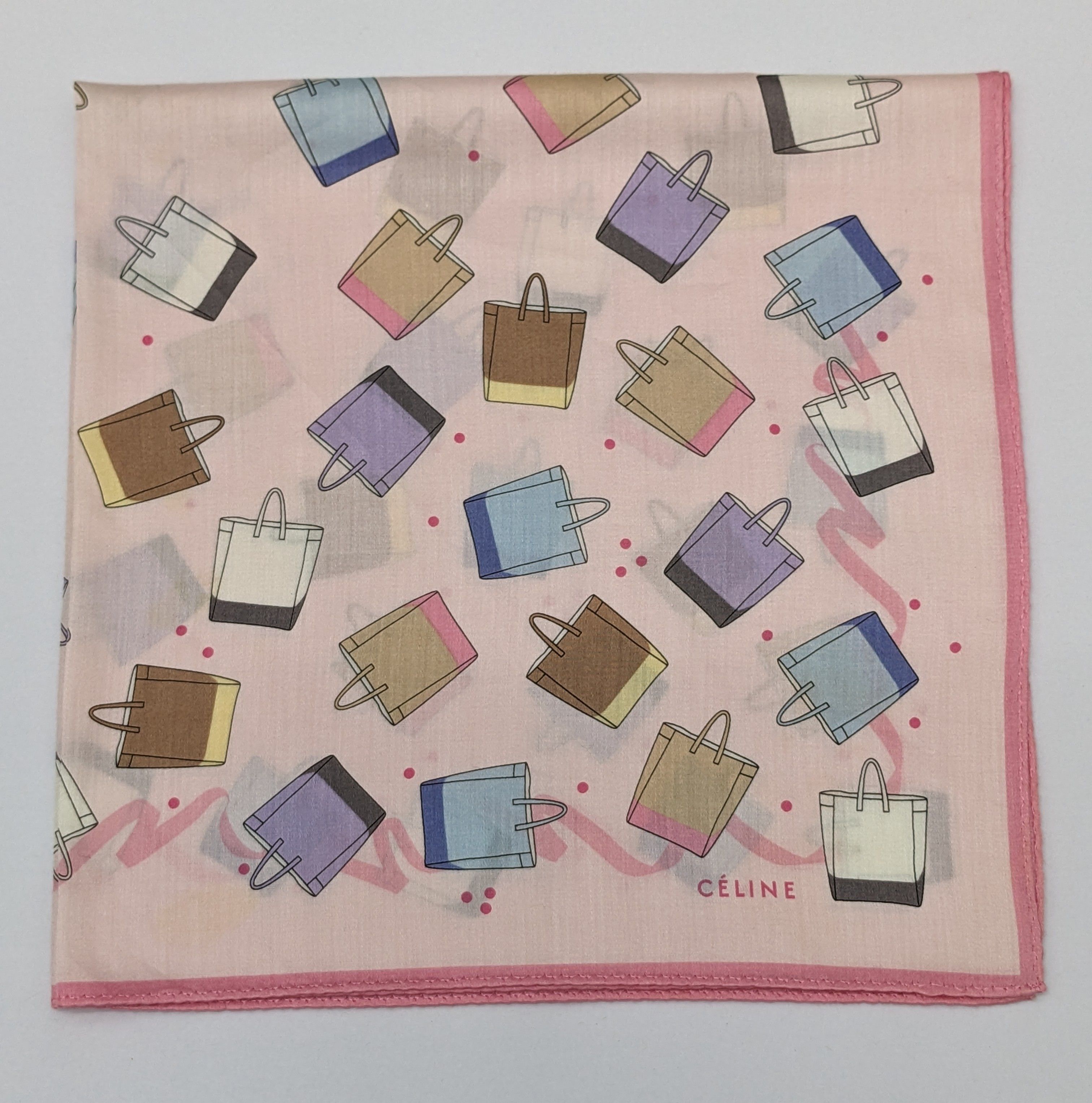 Celine Céline Paris Handkerchief with Handbag Illustration Pattern Size ONE SIZE - 1 Thumbnail