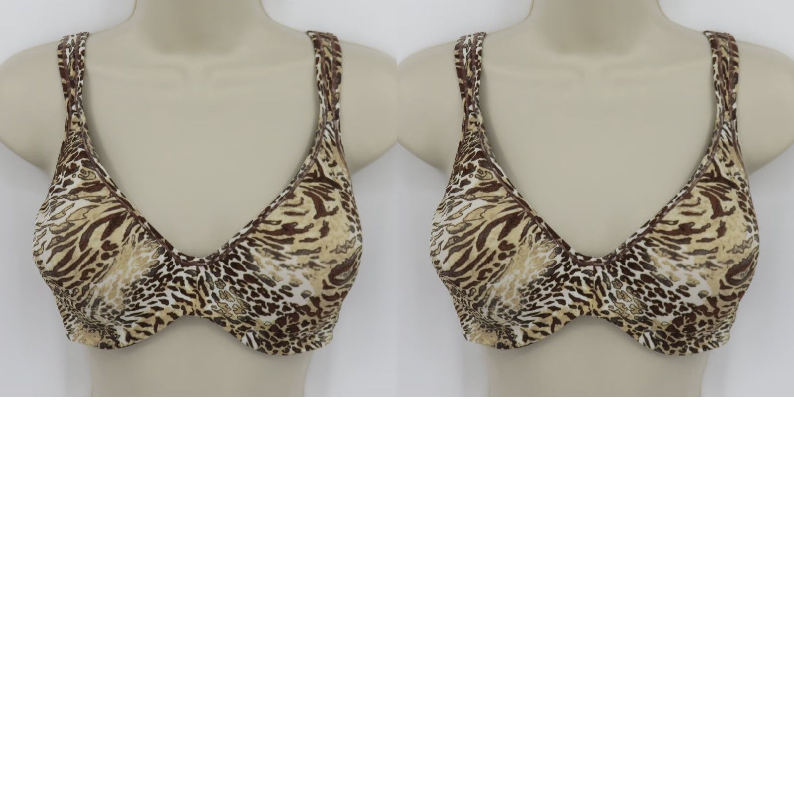 Hanes Hanes Bra 38D G888 Perfection Comfort Foam Underwired Brown Gray Animal Print Size ONE SIZE - 9 Thumbnail