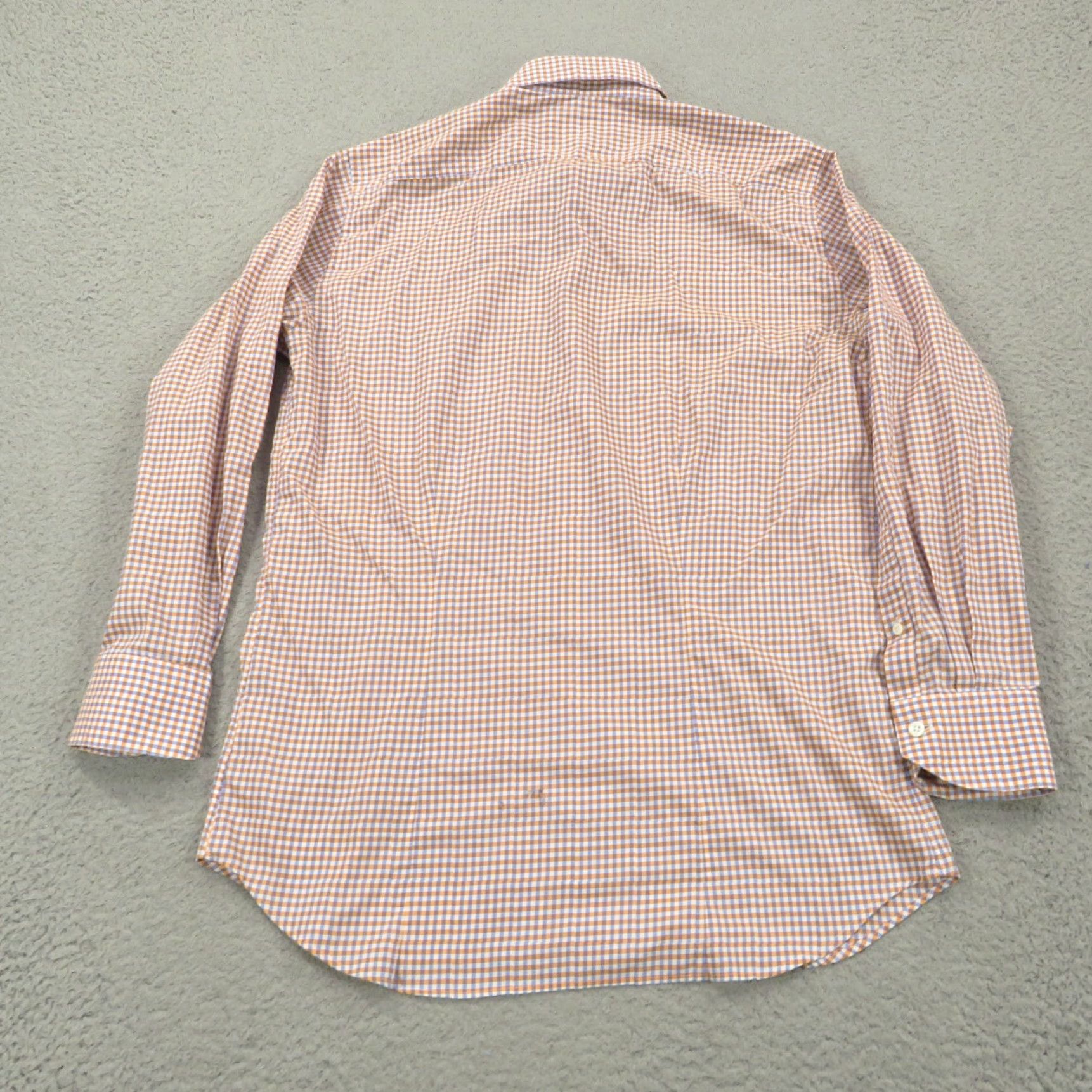 Canali Canali 1934 Shirt Men 16 Orange White Gingham Long Sleeve Button Up Plaid Size US L / EU 52-54 / 3 - 3 Thumbnail