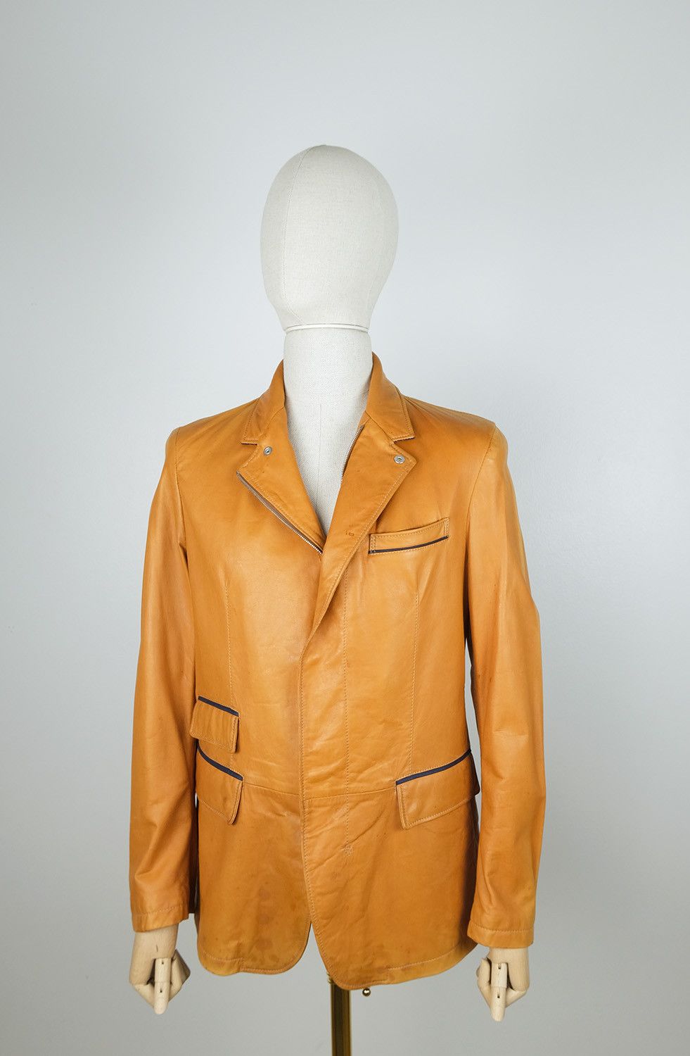image of Latini, Brown Leather Jacket, Size 50, Rrp 800 E, Soft, Men's