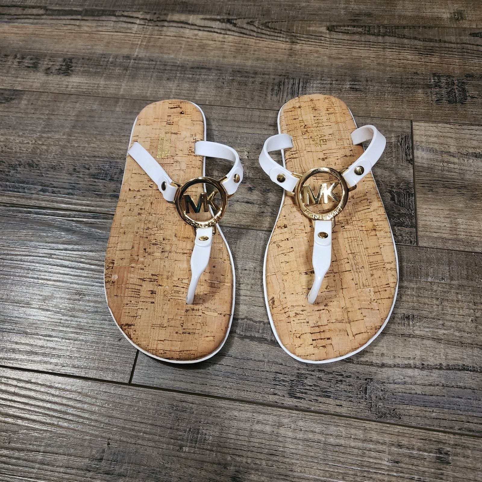 Michael Kors Michael Kors Womens white cork soles sandals size 6M BX42 Size US 6 / IT 36 - 5 Thumbnail