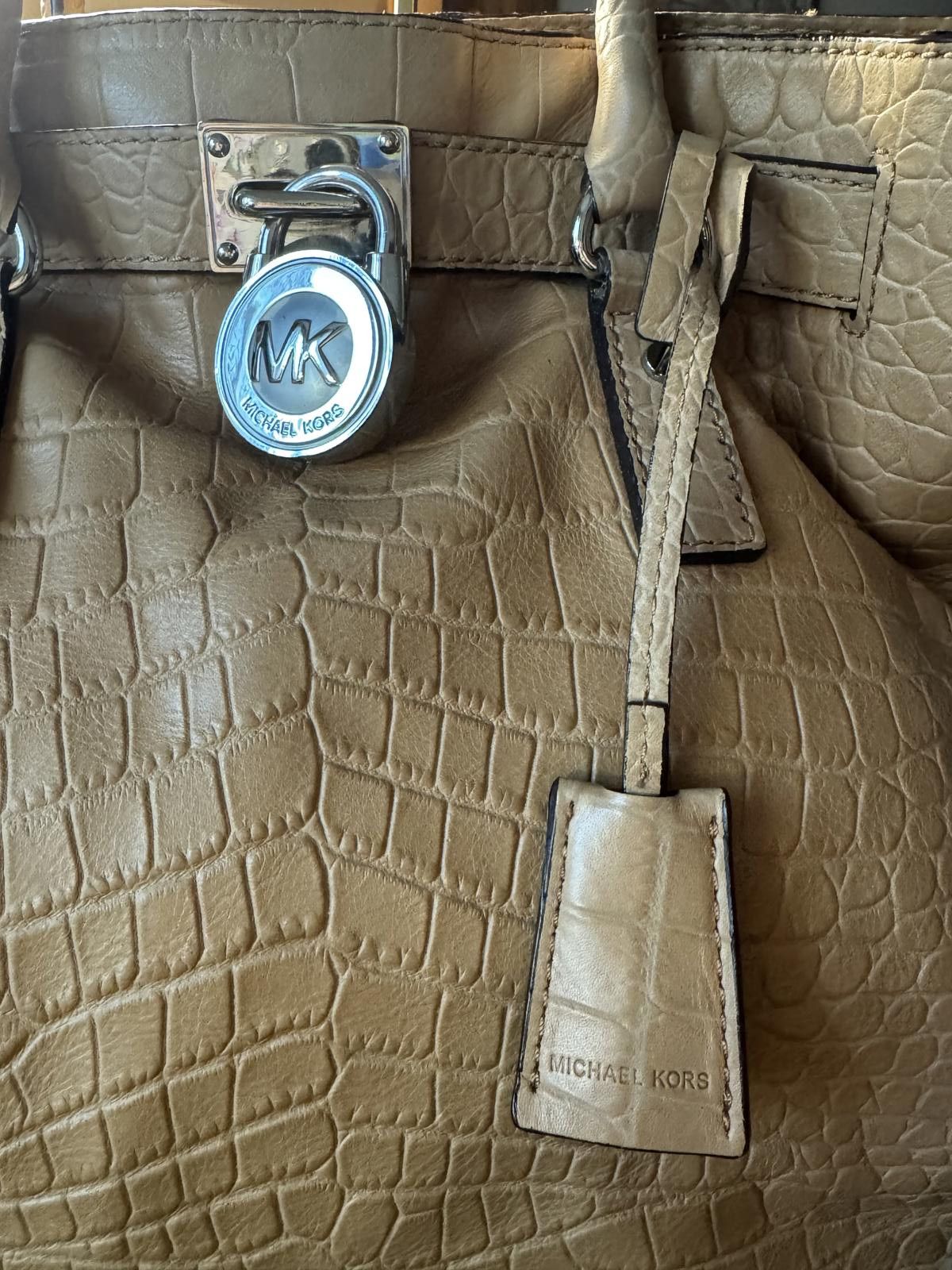 MICHAEL Michael Kors Taupe Croc-Embossed Handbag