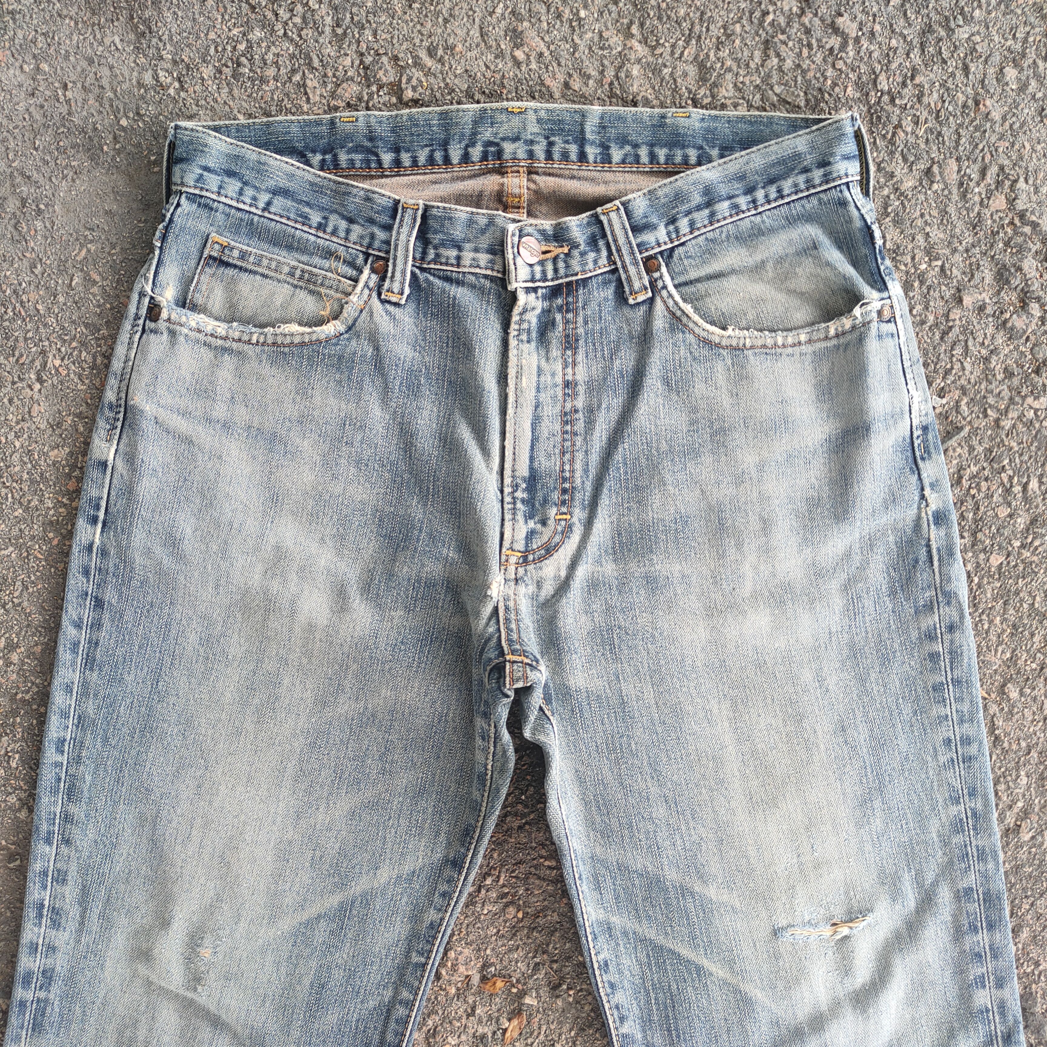 Wrangler VINTAGE WRANGLER FADED RIPPED JEANS DENIM PANTS Size US 34 / EU 50 - 2 Thumbnail