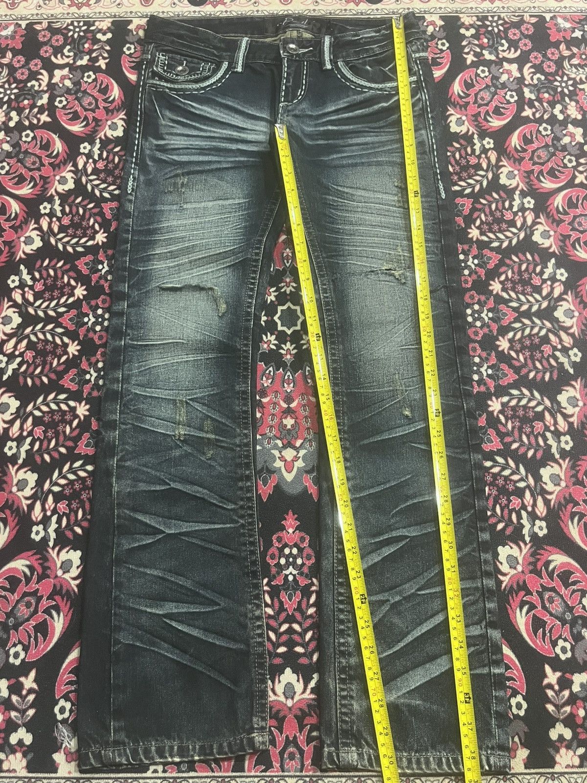 Tornado Mart Y2K Japan Beast Harajuku Style Heavy Honeycomb Dark Rip Jean Size 30" / US 8 / IT 44 - 11 Thumbnail