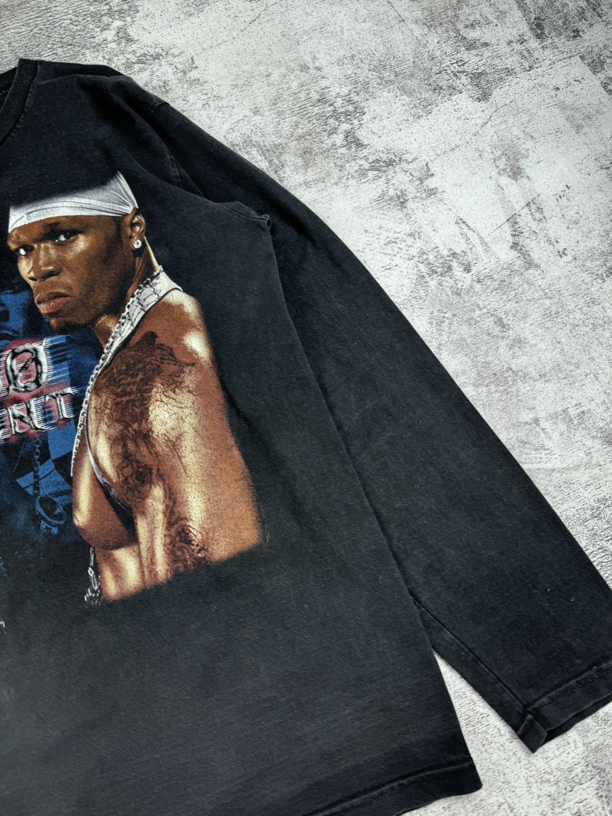 50 Cent Vintage 50 Cent Rap 90S Faded Silk Stars Longsleeve T Shirt Size US L / EU 52-54 / 3 - 7 Thumbnail