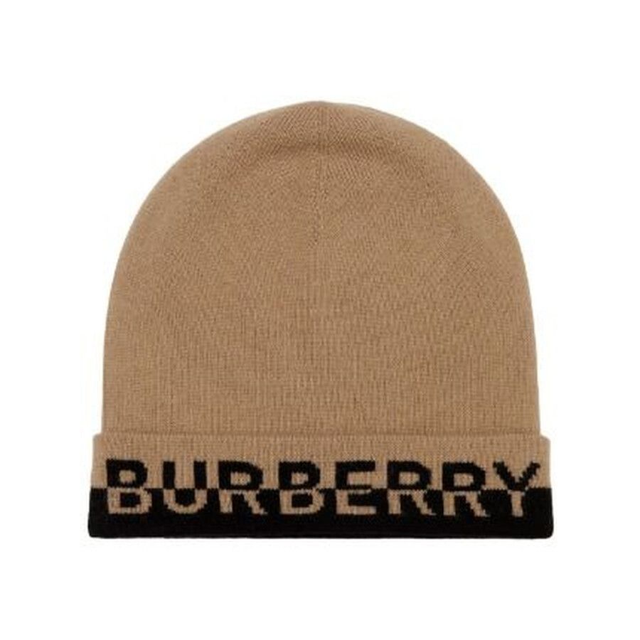 Burberry o1w1db10126 Size: OS / BB Wool Knit Hat / Cap in Beige/Black Size ONE SIZE - 2 Thumbnail