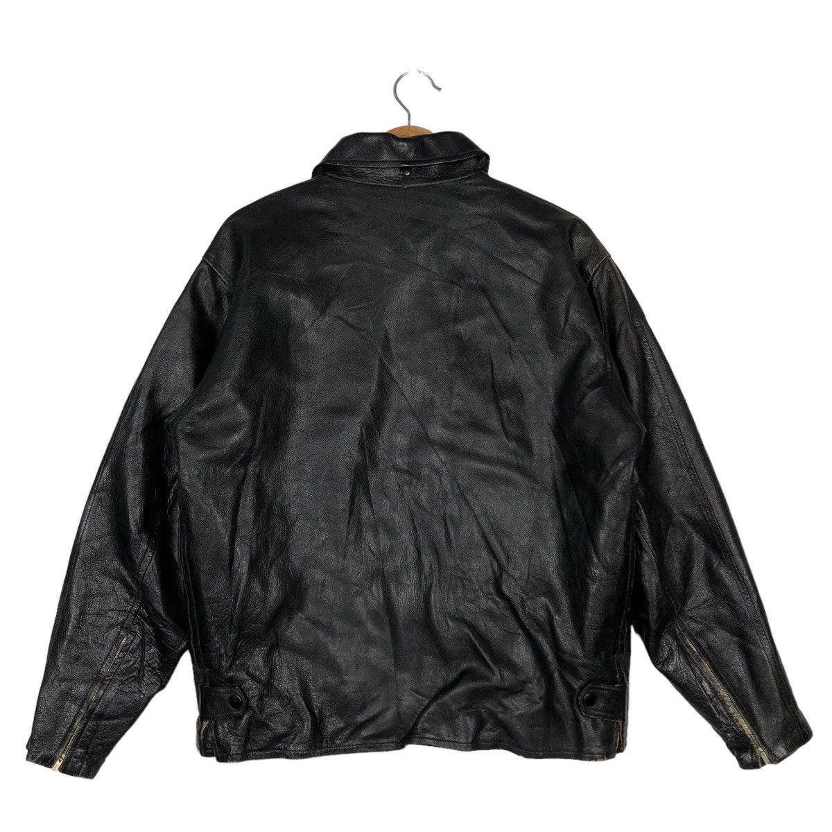 Japanese Brand 🔥90’s Bomber Leather Jacket Iconic Black Hawks Jumper Japan Size US M / EU 48-50 / 2 - 7 Thumbnail
