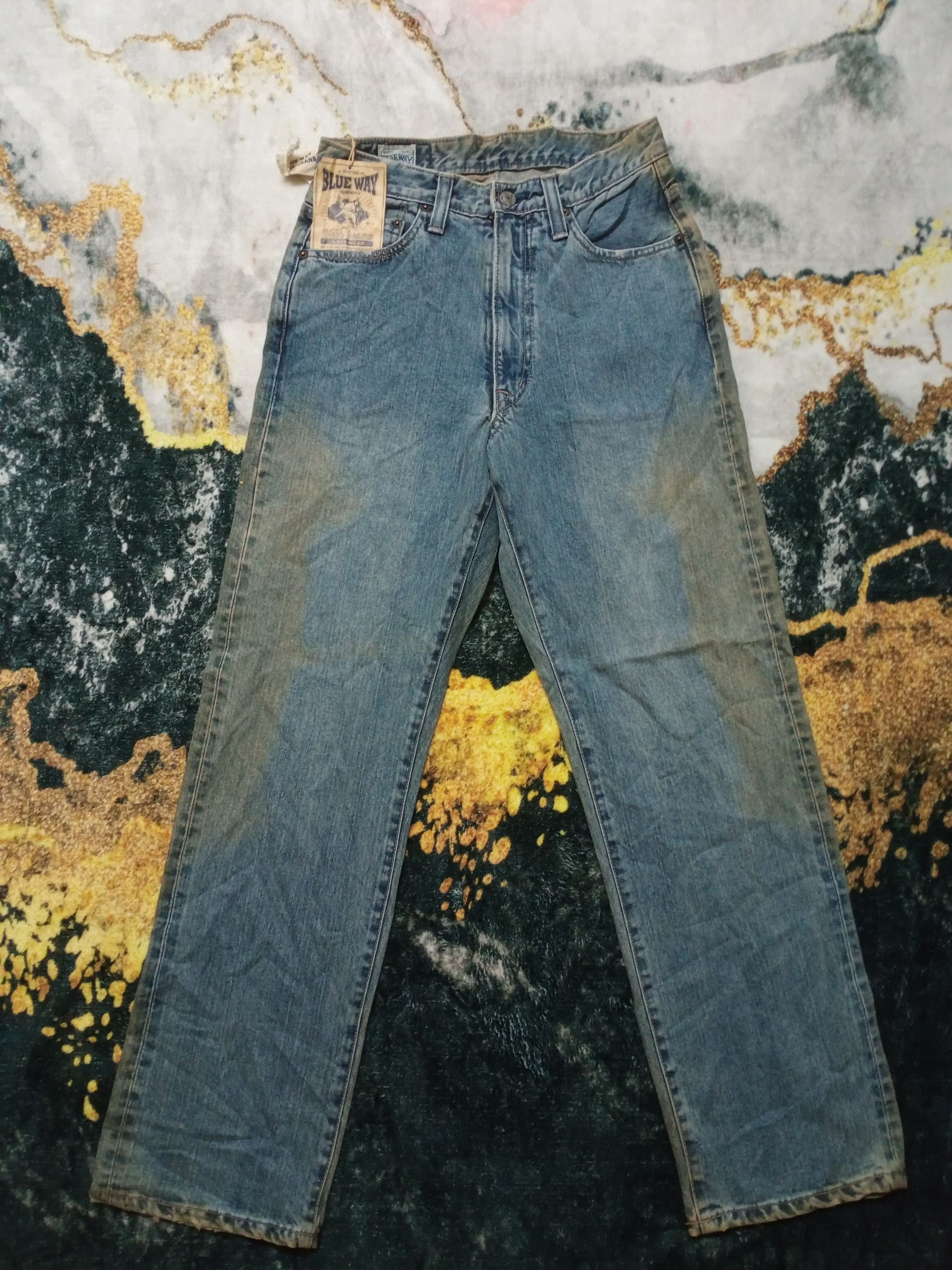 If Six Was Nine × Japanese Brand Vintage Blue Way Japan Distressed Denim Pants Size US 29 - 1 Thumbnail