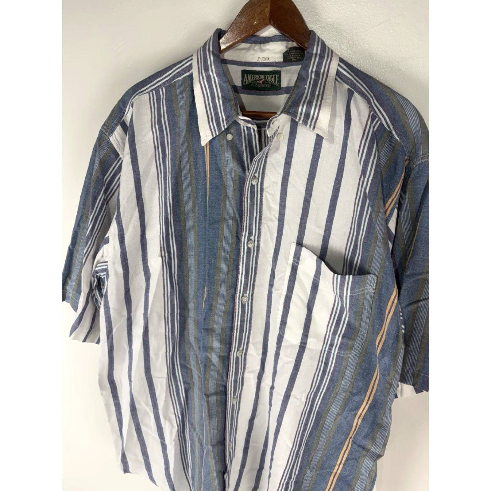 American Eagle Outfitters VINTAGE American Eagle Men’s Shirt Short Sleeve Cotton Button-Up Multi Striped 100% Woven Casual Summer Size US L / EU 52-54 / 3 - 2 Thumbnail