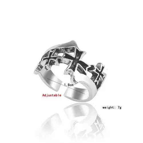 Vintage Gothic Repeat Cross Ring Silver Grunge Punk Black Jewelry Size ONE SIZE - 2 Thumbnail