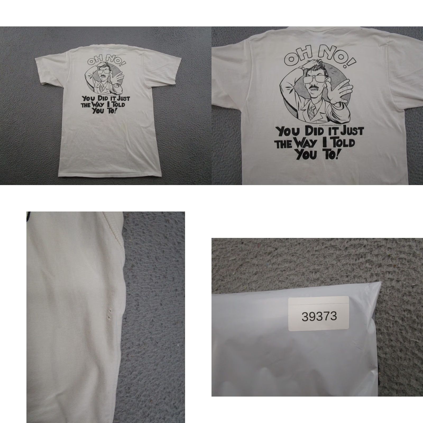 Jerzees Vintage 90s JERZEES T-Shirt Cartoon Funny Novelty Vintage Science 90s Mens L White Cotton Graphic Print Short Sleeve Crew Neck Slim Fit Size US L / EU 52-54 / 3 - 9 Thumbnail