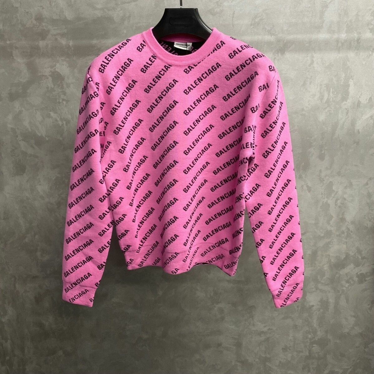 Balenciaga Pink Logo Print Sweater