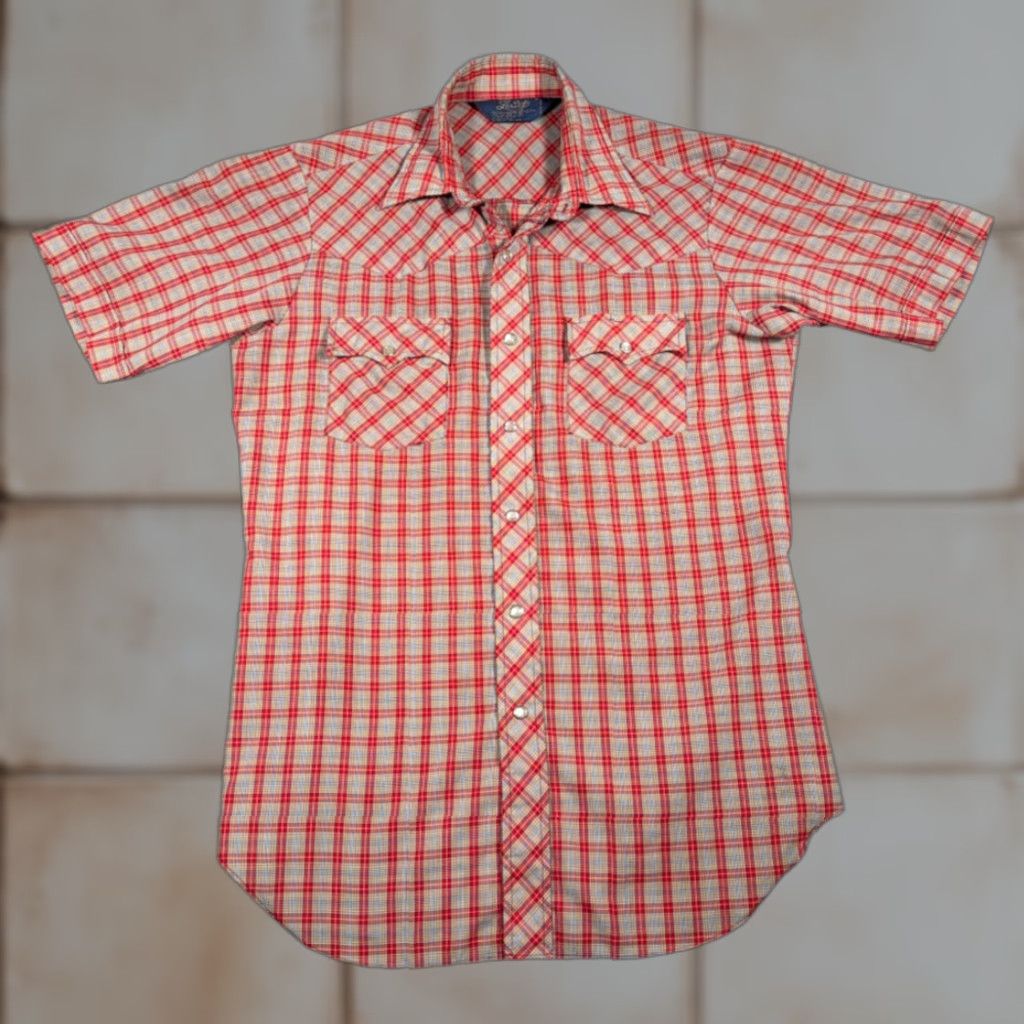 Ariat VINTAGE Lariat Western Shirt Mens Medium Red Plaid Snap Cowboy Rodeo 80s Shirt Size US M / EU 48-50 / 2 - 1 Thumbnail