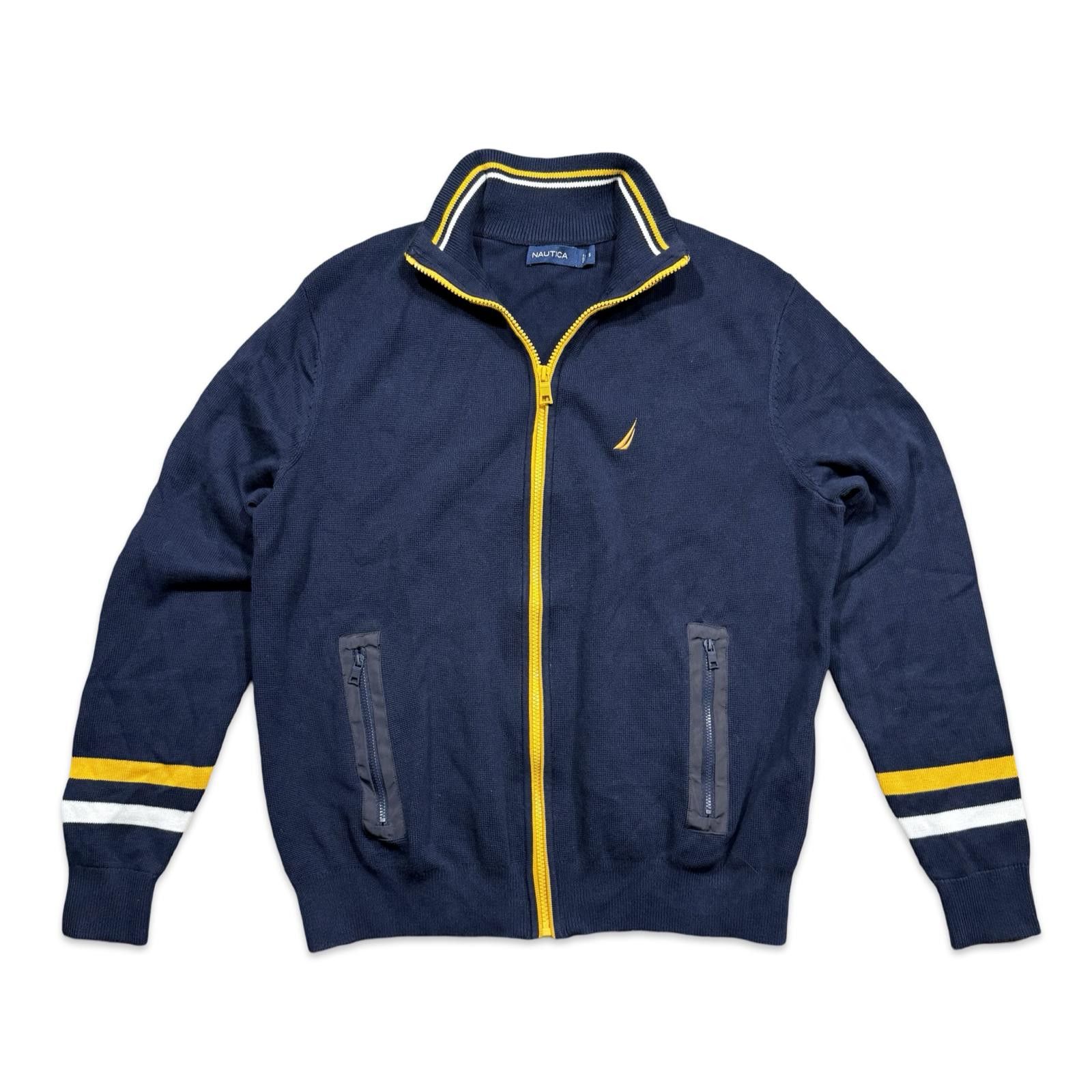 Nautica Nautica Y2K Navy Zip-Up Sweater with Yellow Accents Size US S / EU 44-46 / 1 - 1 Thumbnail