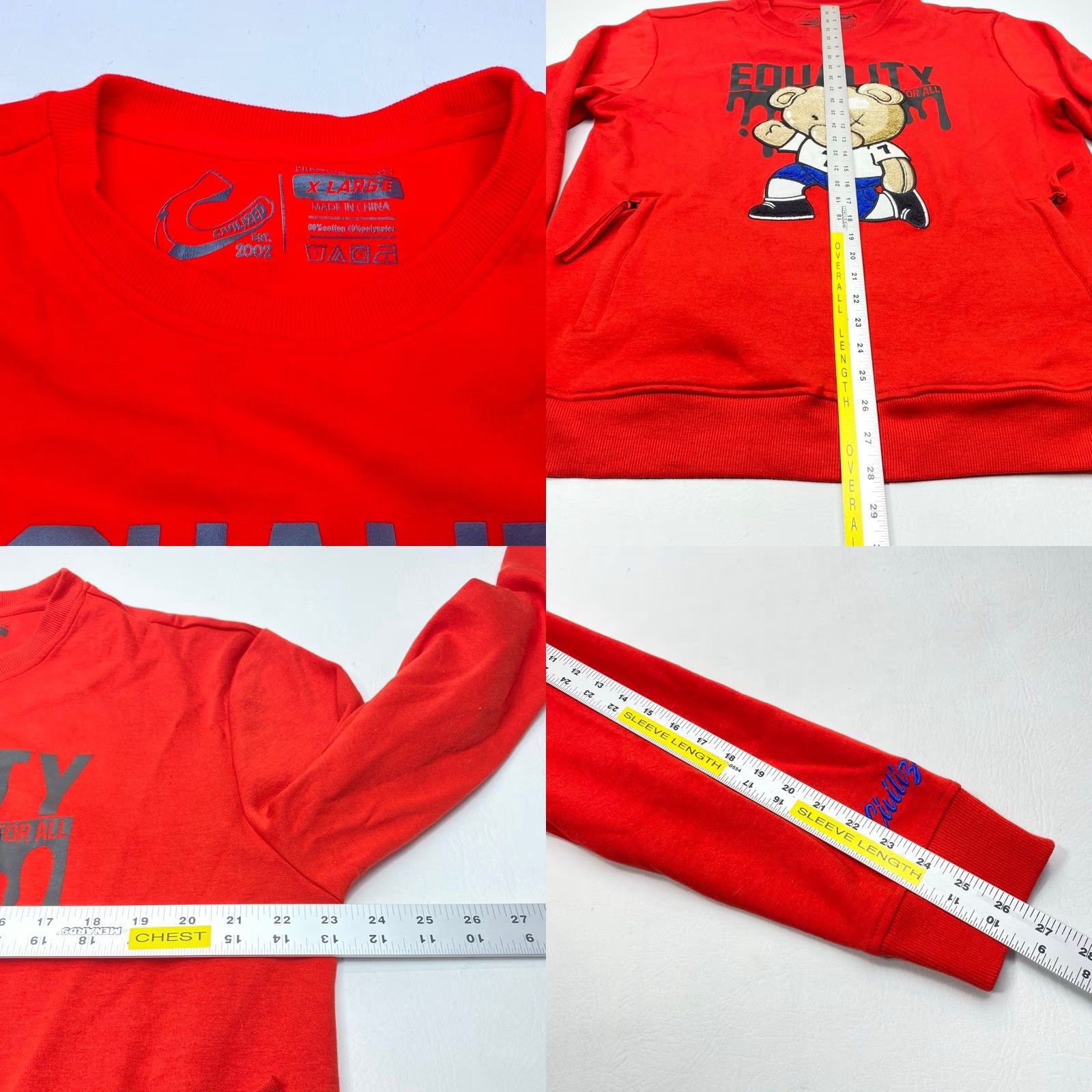 Vintage Civilized Sweatshirt Mens XL Red Embroidered Kapernick #7 Bear Crewneck EUC Size US XL / EU 56 / 4 - 8 Thumbnail