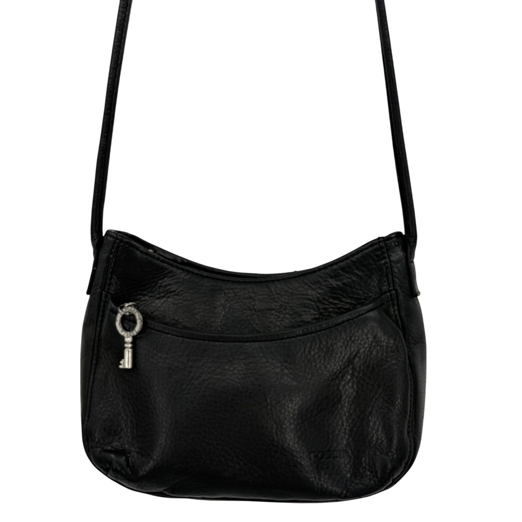 Fossil Vintage Fossil Black Leather Crossbody Bag With Key Charm Size ONE SIZE - 1 Thumbnail
