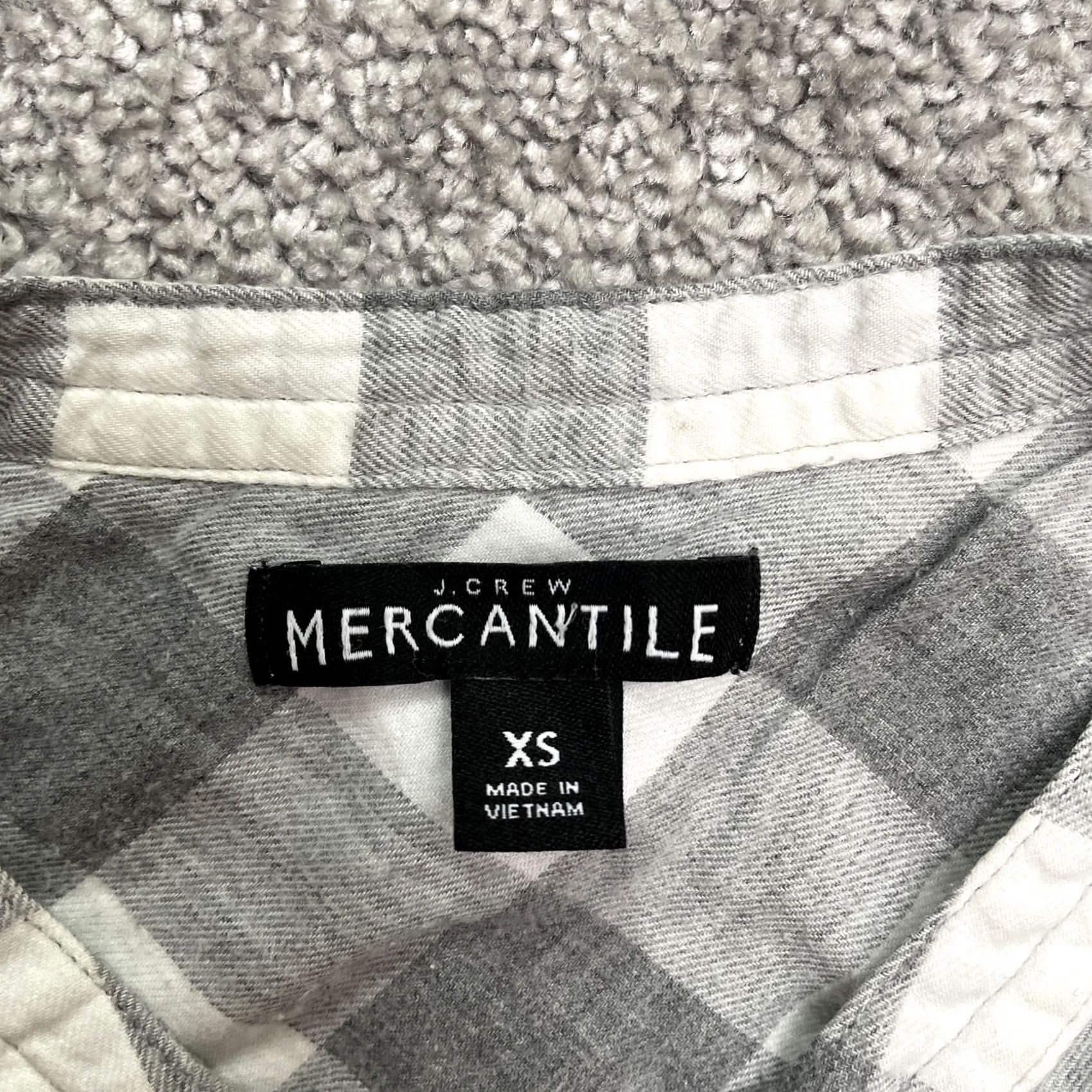 J.Crew J.CREW Blouse Shirt Casual Womens XS Gray Check Button Up Ruffle Bib Lace Bow 100% Cotton Size XS / US 0-2 / IT 36-38 - 5 Thumbnail