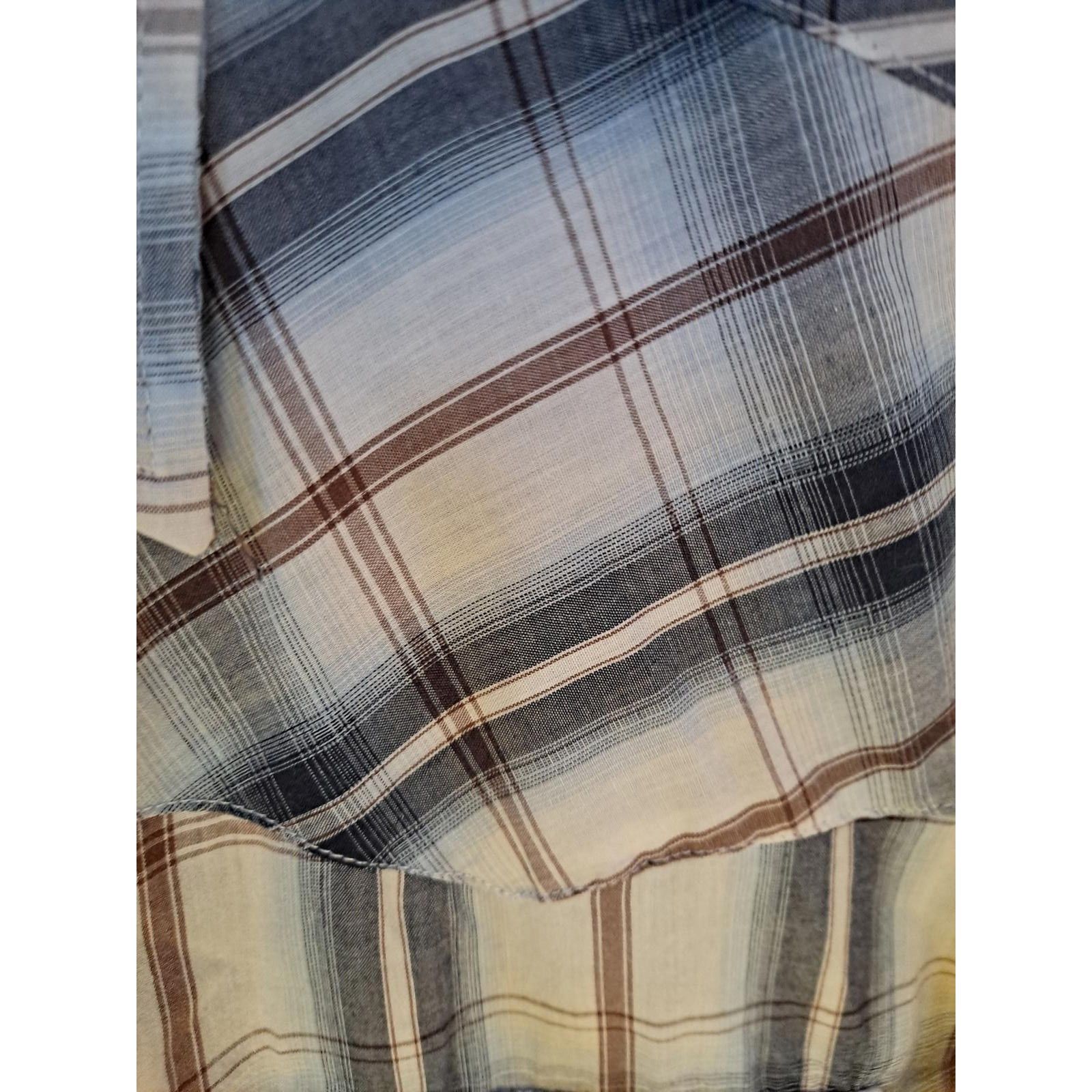 Other Bit & Bridle Brown and Blue Plaid Snap Up Short Sleeve Shirt Size US L / EU 52-54 / 3 - 3 Thumbnail