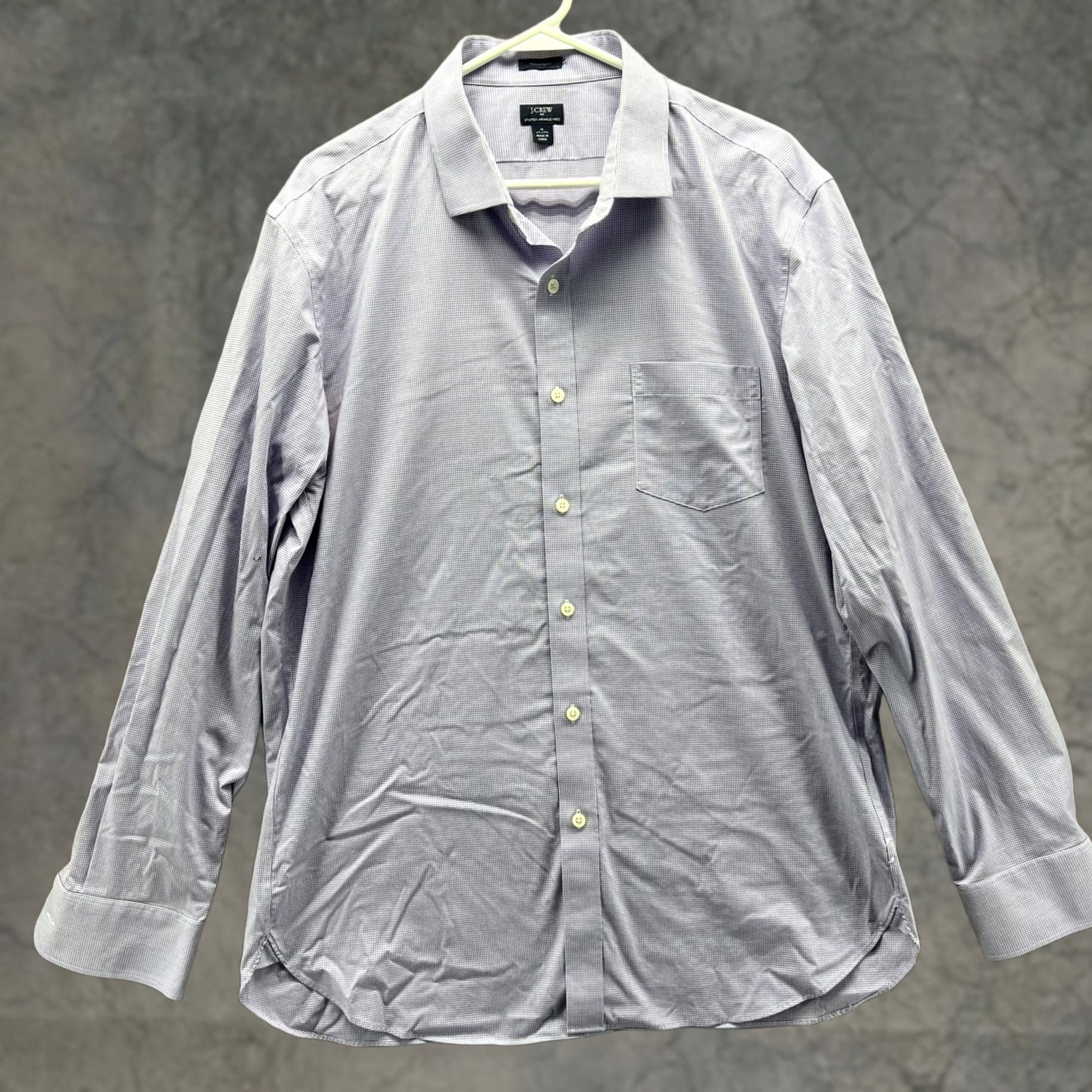 J.Crew J.CREW Dress Shirt Mens XL Purple Gingham Stretch Wrinkle Free Long Sleeve Size 46R - 1 Thumbnail