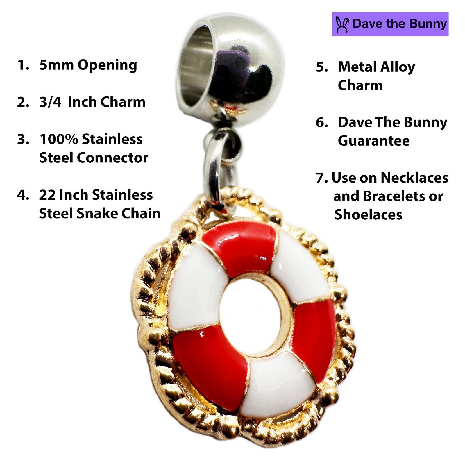 & Other Stories Life Saver Necklace (Red) - Stainless Steel Chain Necklace Size ONE SIZE - 2 Thumbnail