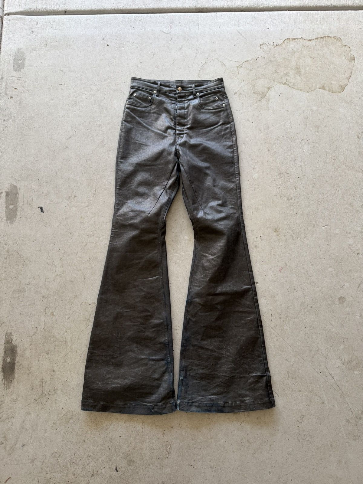 Rick Owens Rick Owens Black Waxed Coated Bolan Size US 30 / EU 46 - 1 Thumbnail