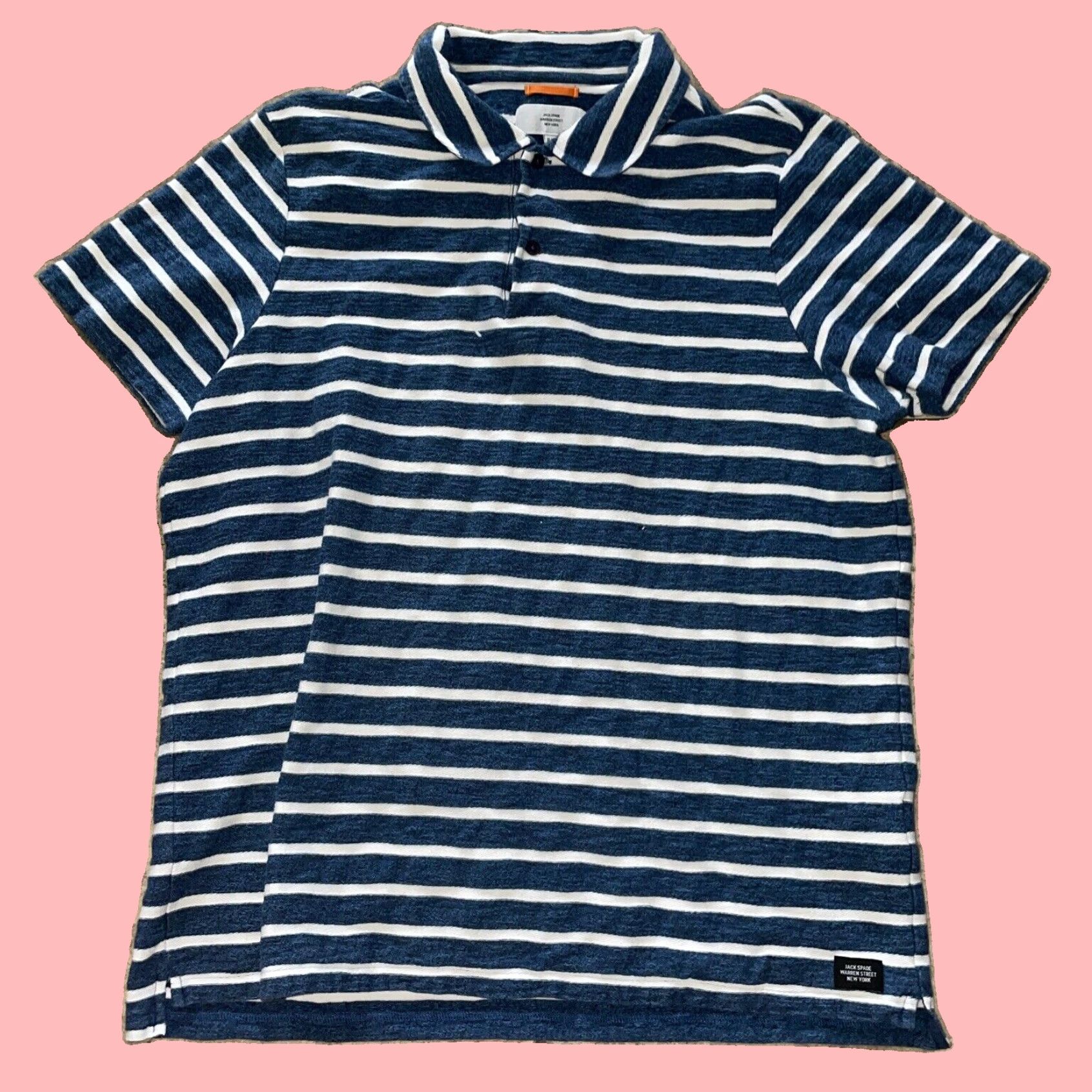 Vintage Jack Spade Mens Blue Striped Polo Shirt XL Size US XL / EU 56 / 4 - 1 Thumbnail
