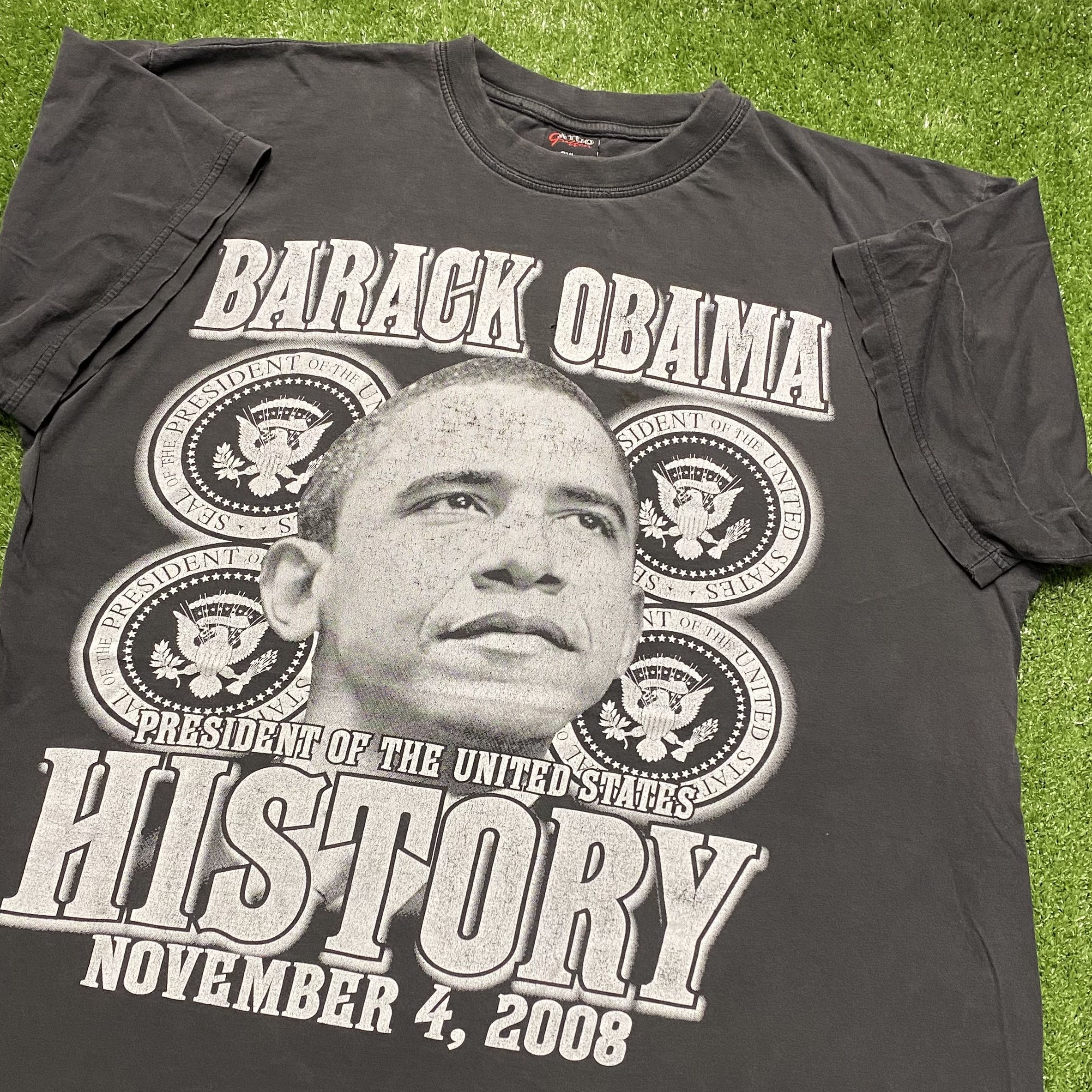 Vintage 2008 PRESIDENT BARACK OBAMA HISTORY TEE Size US XXL / EU 58 / 5 - 10 Thumbnail