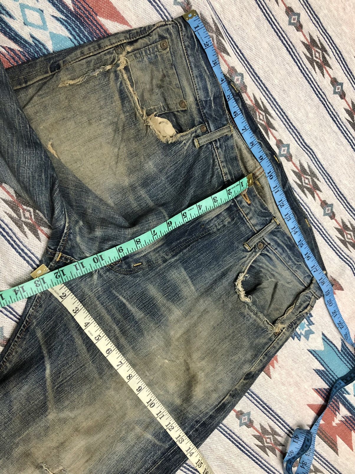Edwin WIDE LEG RUSTY DAMAGED DISTRESSED SELVEDGE DENIM BY EDWIN Size US 38 / EU 54 - 12 Thumbnail