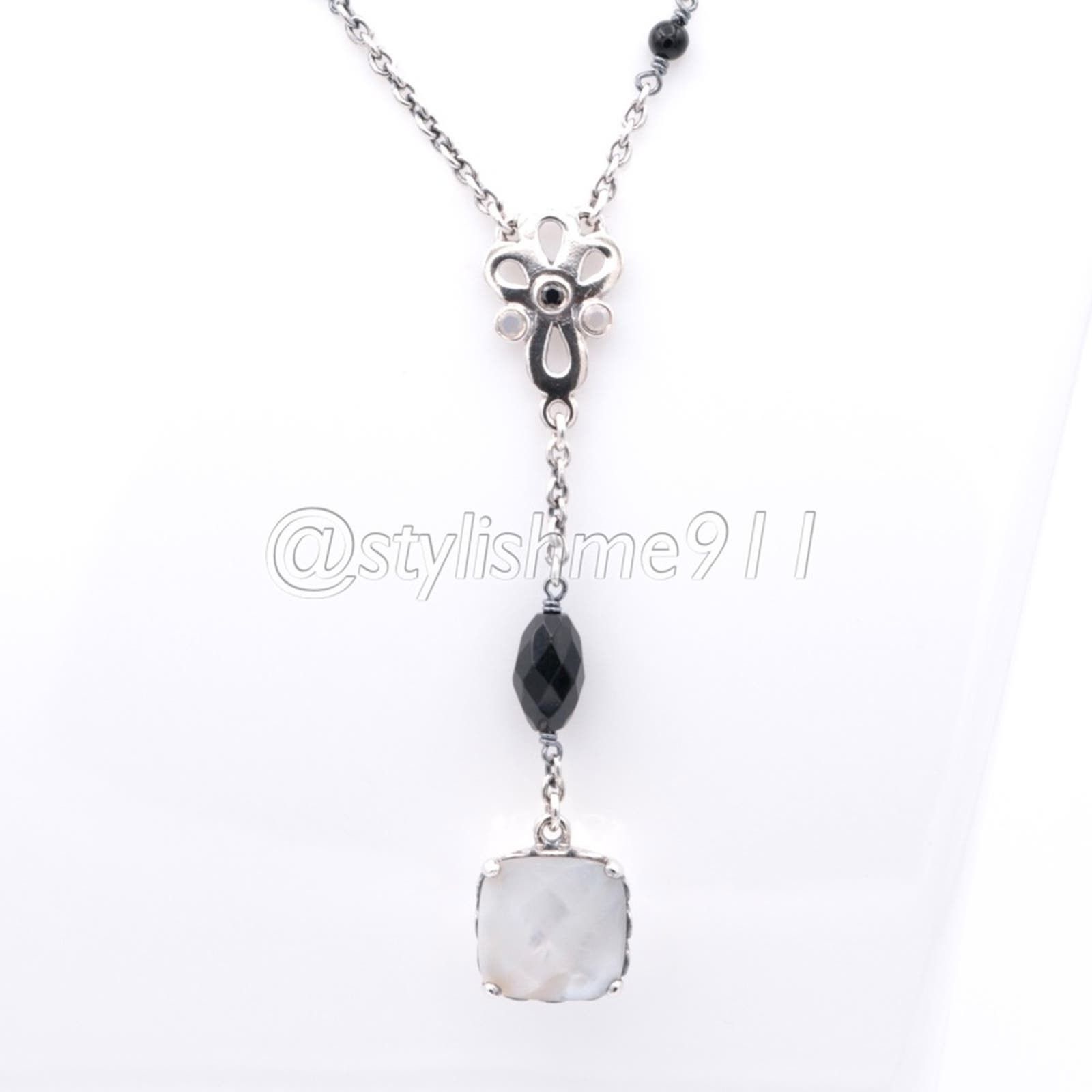 pandora RARE - Authentic Pandora Onyx Mother Of Pearl Necklace Size ONE SIZE - 8 Thumbnail