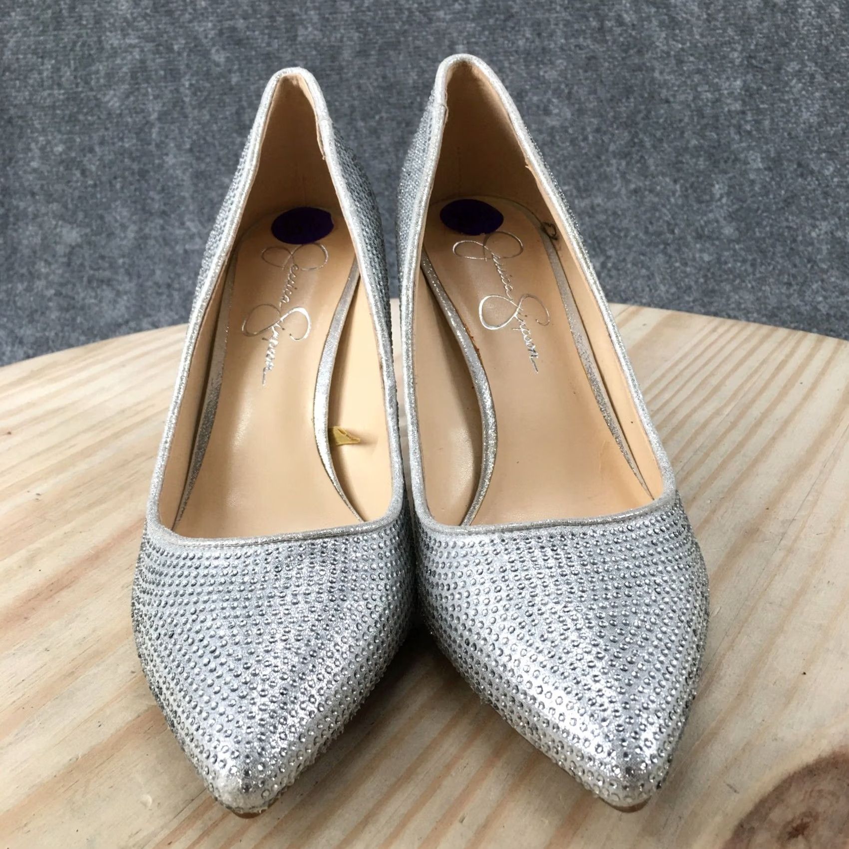 Jessica Simpson Jessica Simpson Heels Womens 8.5 M Lindiza Stiletto Pumps Rhinestone Silver Heel Size US 9 / IT 39 - 7 Thumbnail