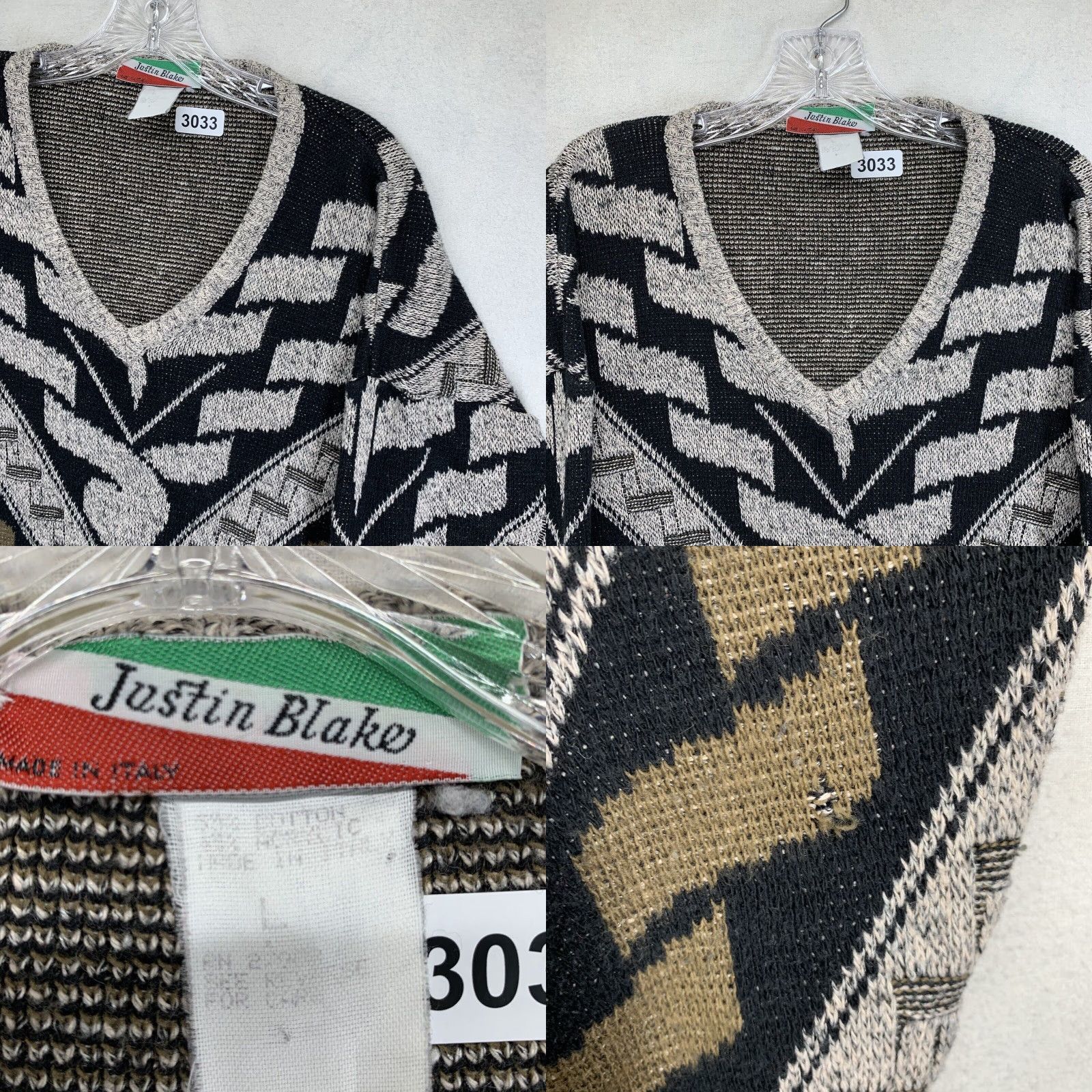 Vintage Vintage Justin Blake Sweater Men Large Pullover 90s Grunge Geometric Chunky Knit Fall Winter Size US L / EU 52-54 / 3 - 8 Thumbnail