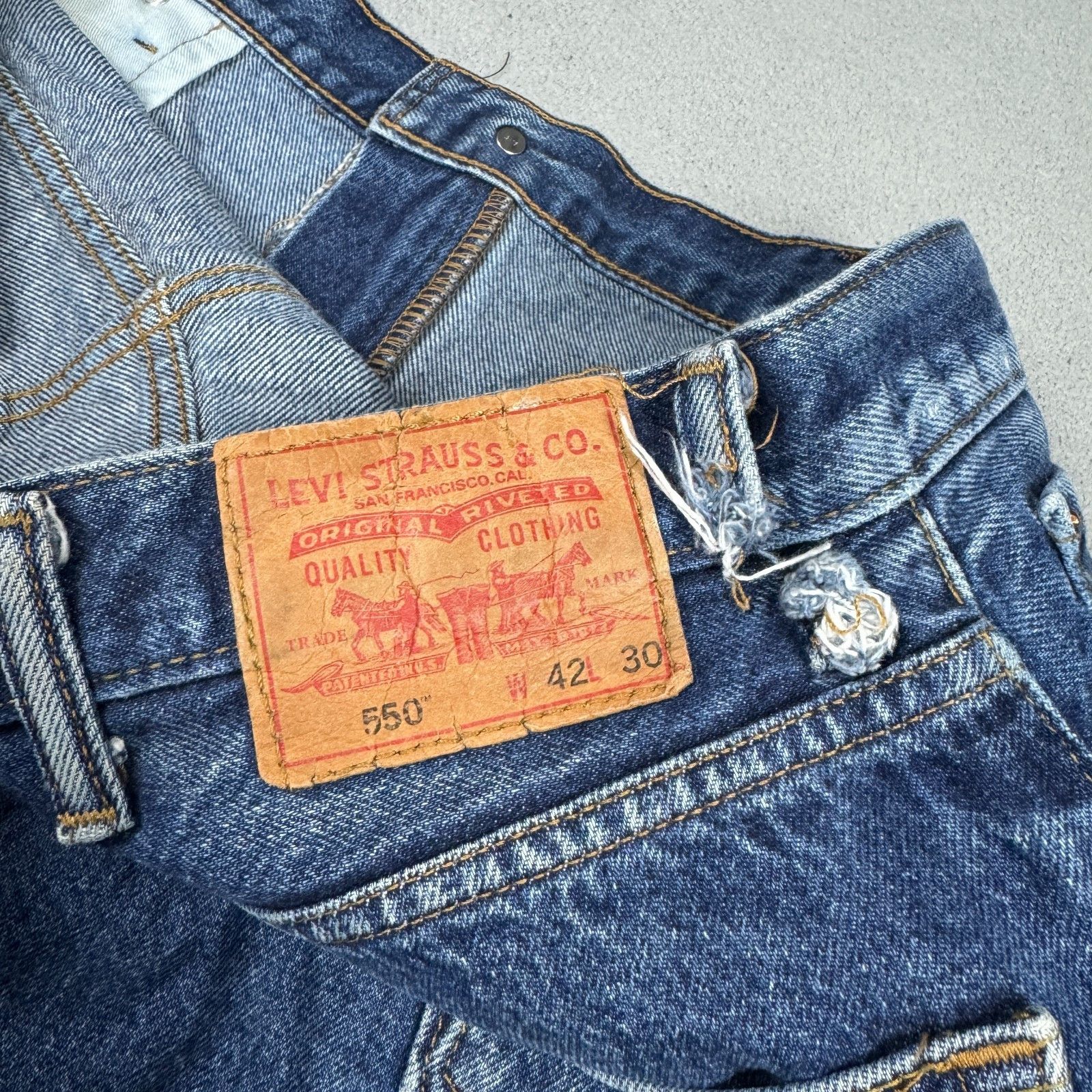 Levi's VTG Levi's 550 Relaxed Fit Jeans W42 L30 Dark Blue 90s Size US 42 / EU 58 - 11 Thumbnail