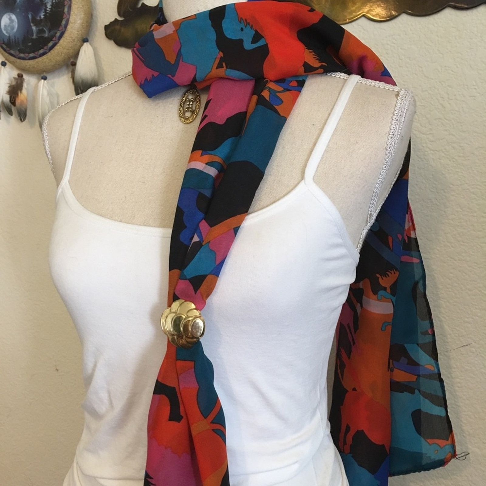 Vintage Vintage gold tone scale design scarf clip Size ONE SIZE - 1 Thumbnail