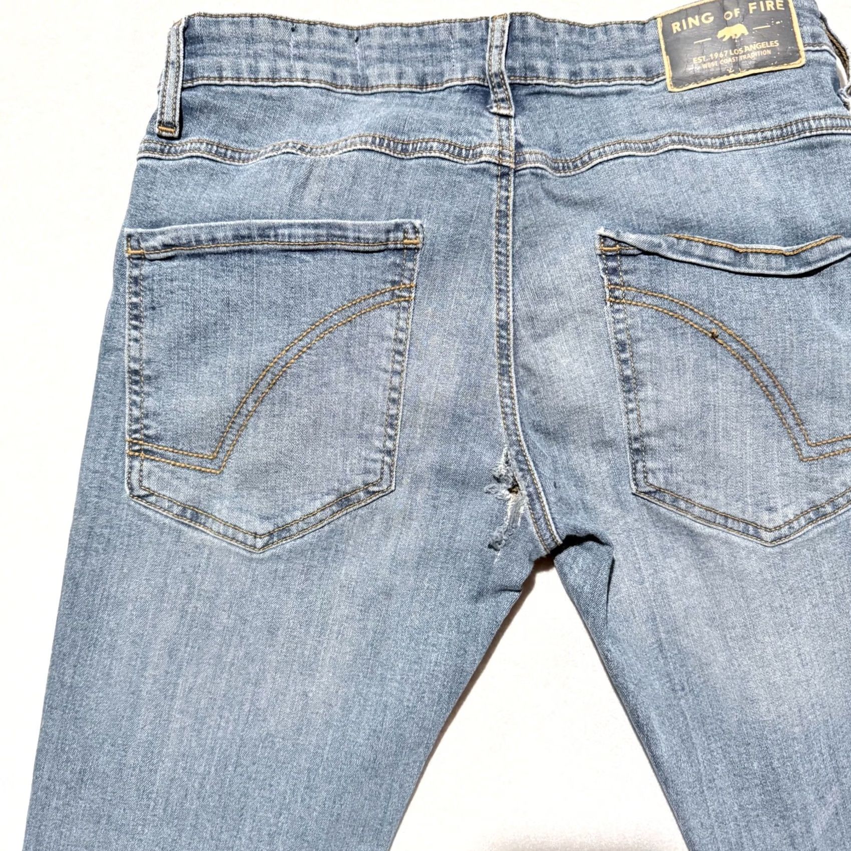 Ring Of Fire Ring of Fire Slim-Fit Jeans Men Blue Denim Zip-Fly Distressed Stretch - 30x30 Jeans Size US 30 / EU 46 - 6 Thumbnail