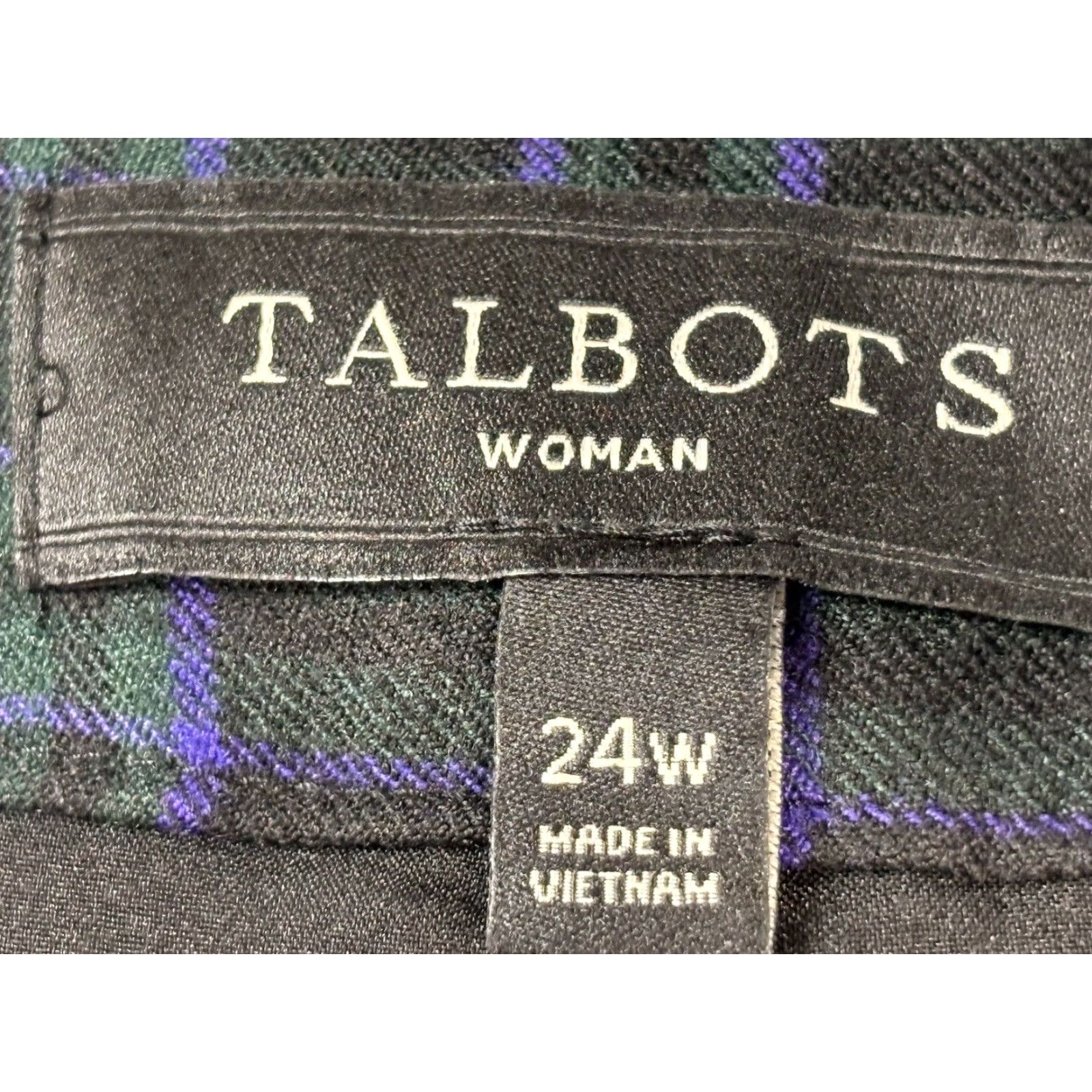 Talbots VINTAGE Talbots Women's Plus Wool Blend Dress Pants Sz 24W Black Watch Tartan Plaid Size 42" / US 20 - 6 Thumbnail