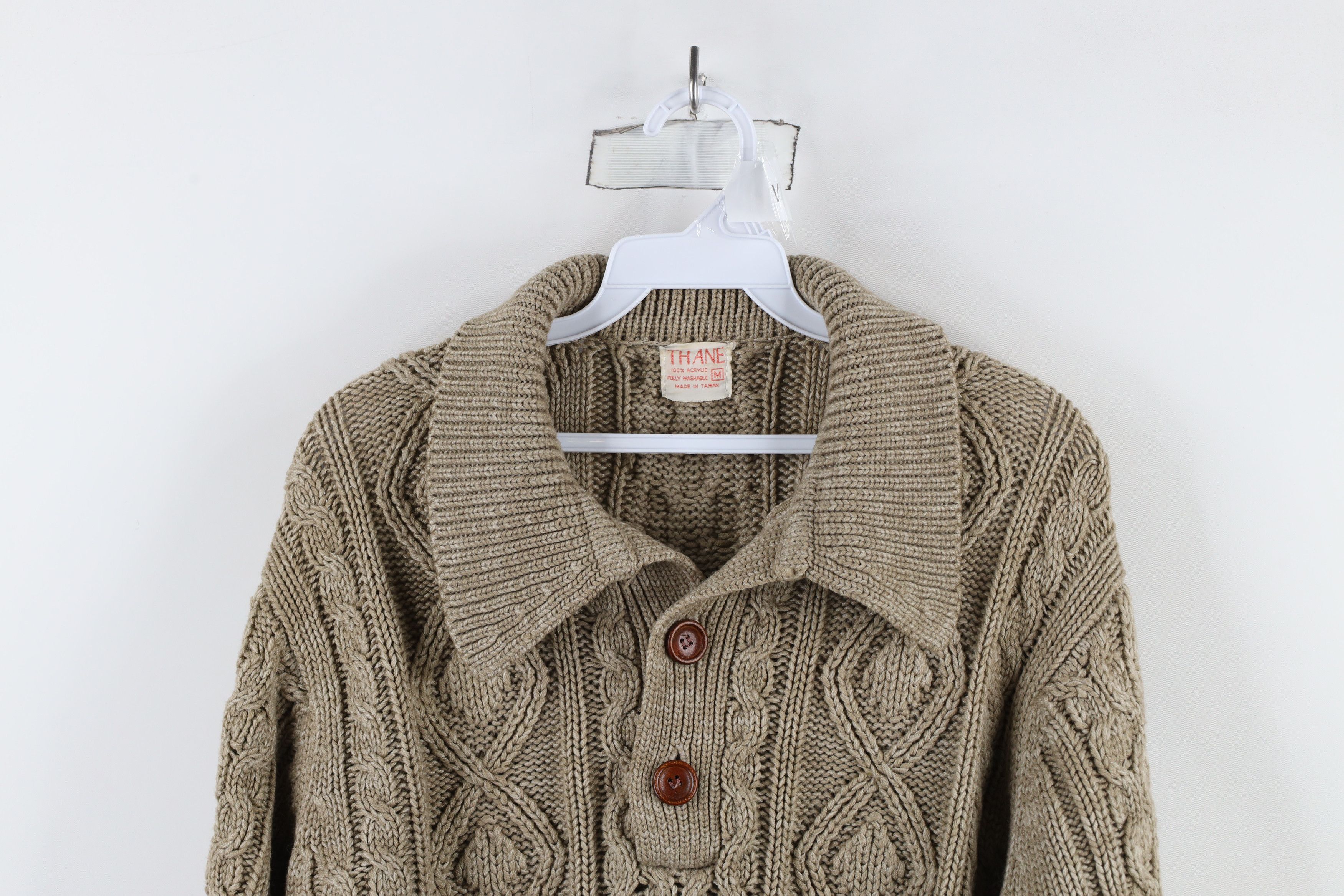 Vintage Vintage 70s Streetwear Fisherman Cable Knit Collared Sweater Size US M / EU 48-50 / 2 - 2 Thumbnail
