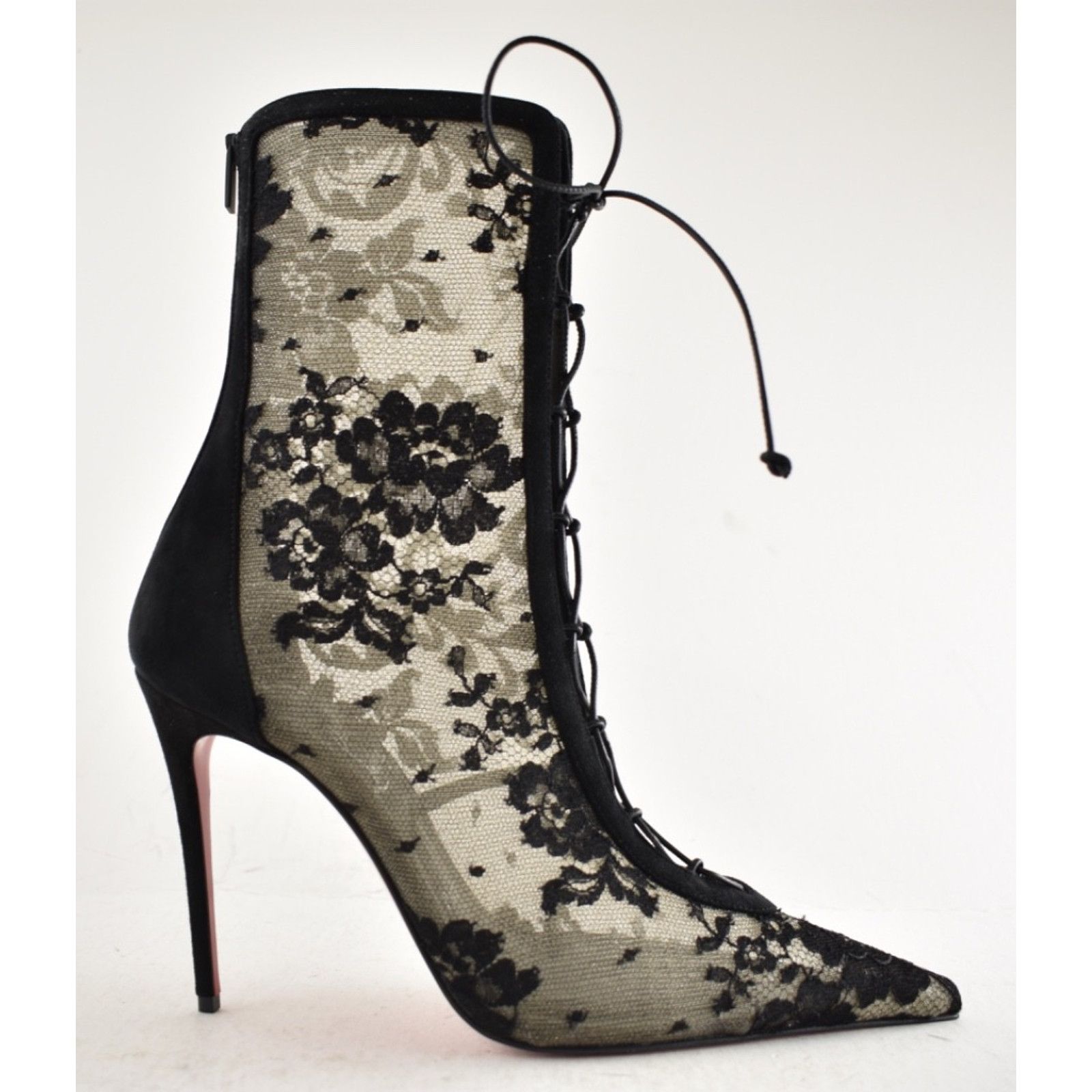 Christian Louboutin Christian Louboutin KM Lace Booty 100 Black Mesh Lace Up 39 Size US 9 / IT 39 - 2 Thumbnail