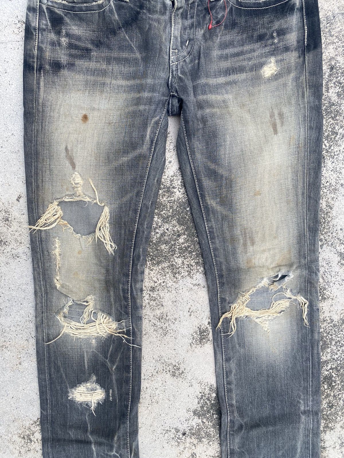 If Six Was Nine × Vanquish Vanquish Distressed Faded Claw Mark Denim Jeans Size US 30 / EU 46 - 7 Thumbnail