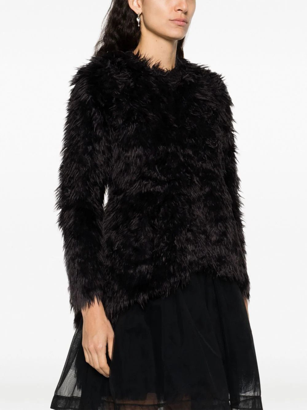 Comme des Garcons o1mle0824 Faux Fur Long Sleeve Top in Black Size XS / US 0-2 / IT 36-38 - 3 Thumbnail