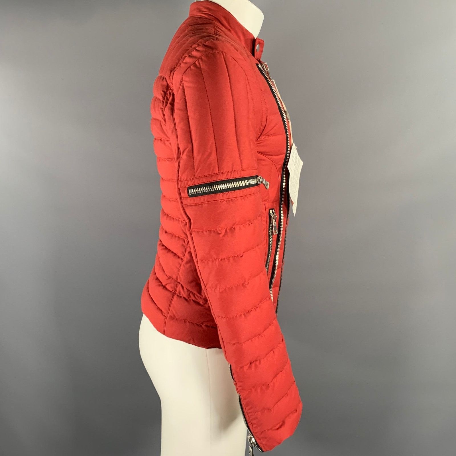 Balmain BALMAIN Size S Red Brick Cotton Polyamide Quilted Jacket Size US S / EU 44-46 / 1 - 3 Thumbnail