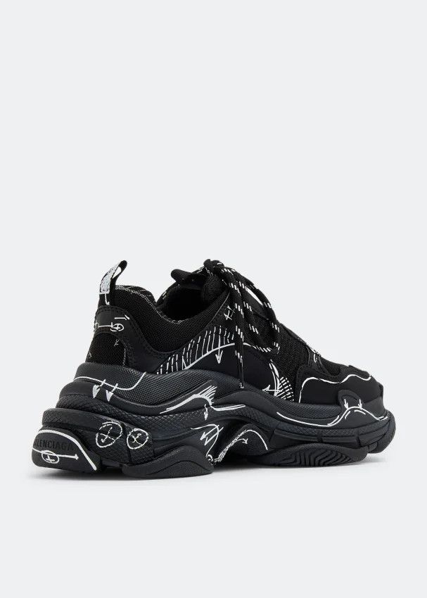 Balenciaga o1mt1gz0824 Triple S Sketch Sneaker in Black Size US 13 / EU 46 - 3 Thumbnail