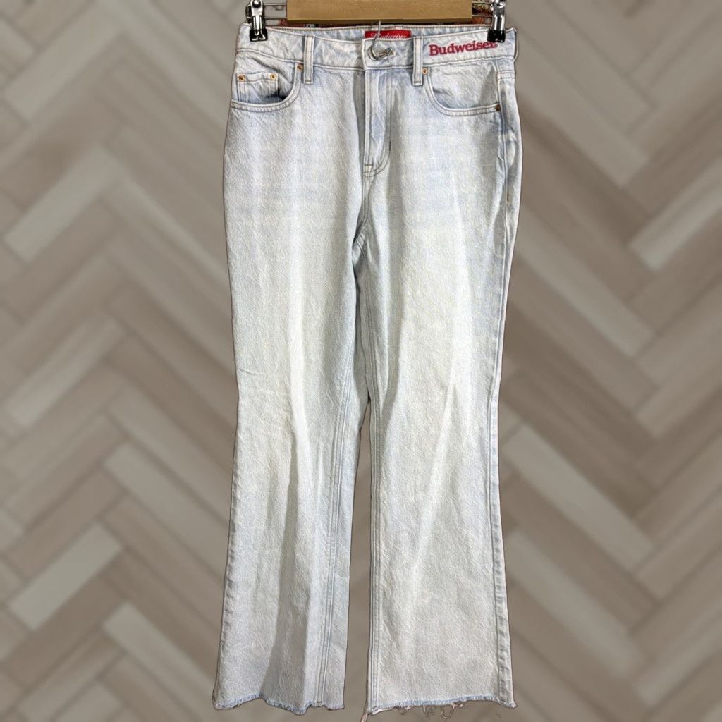 Pacsun Pacsun Budweiser Busch Beer Women’s Mom Jeans 25 Button Fly 100% Cotton Denim Blue 5-Pocket Design Jeans Womens Size 42" / US 20 - 1 Thumbnail