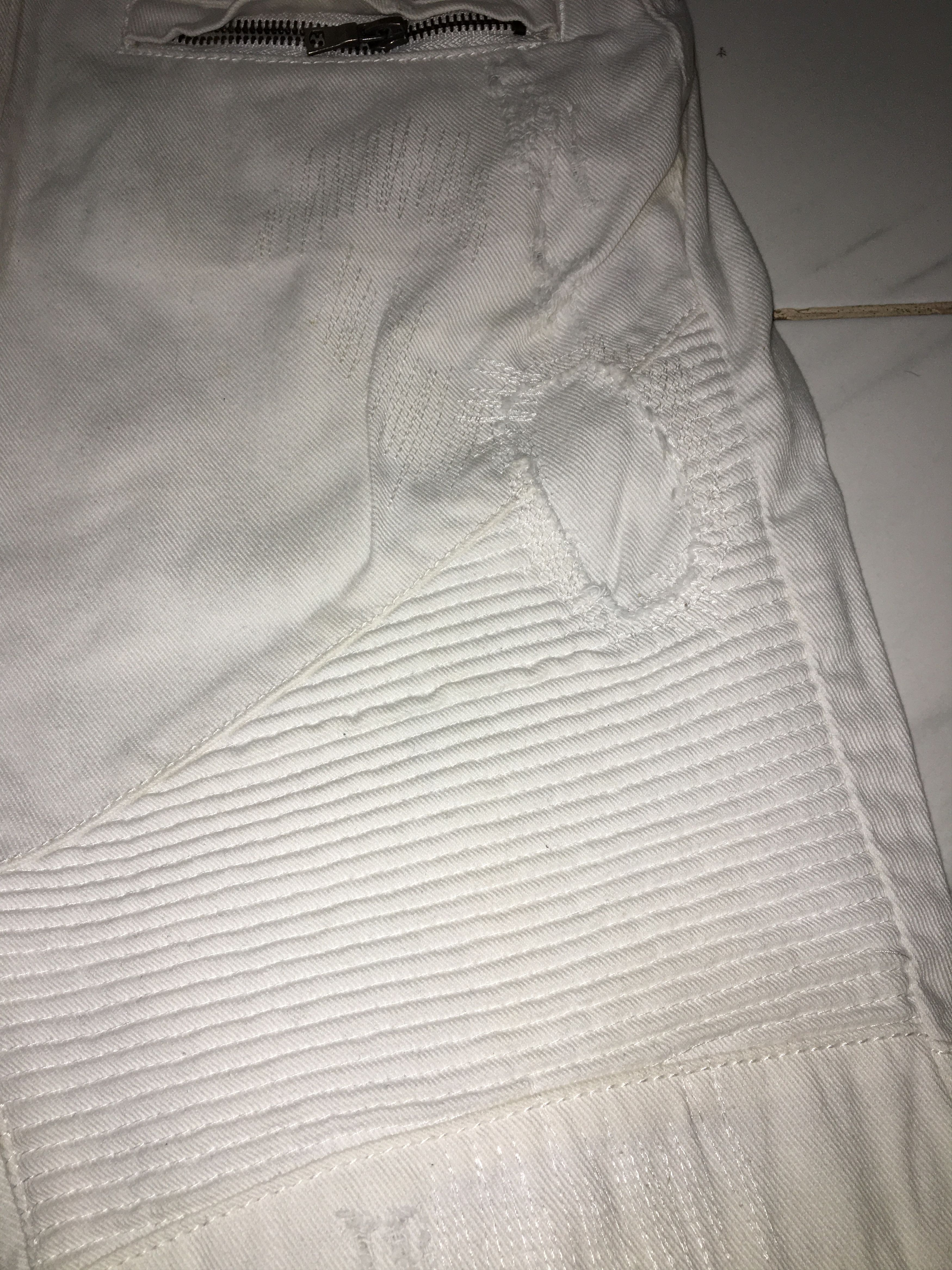 In The Attic In The Attic Biker White Denim Pants Size US 29 - 13 Thumbnail