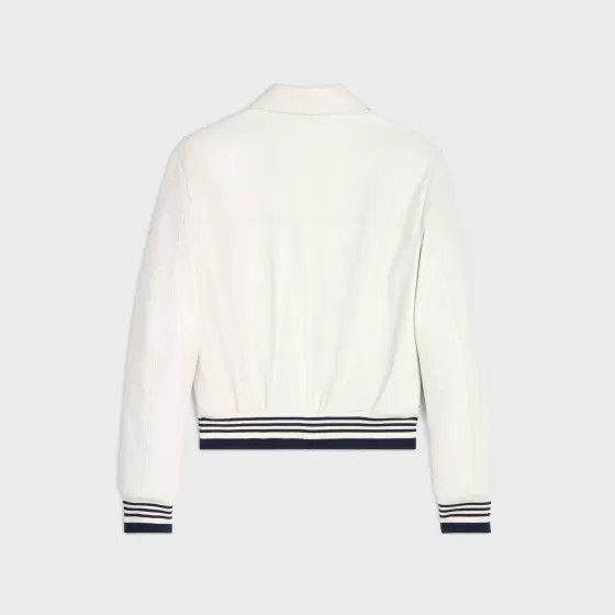 Celine o1bcso1str0824 Boule Blouson Jacket In Soft Lambskin White Size XXS / US 00 / IT 34 - 2 Thumbnail