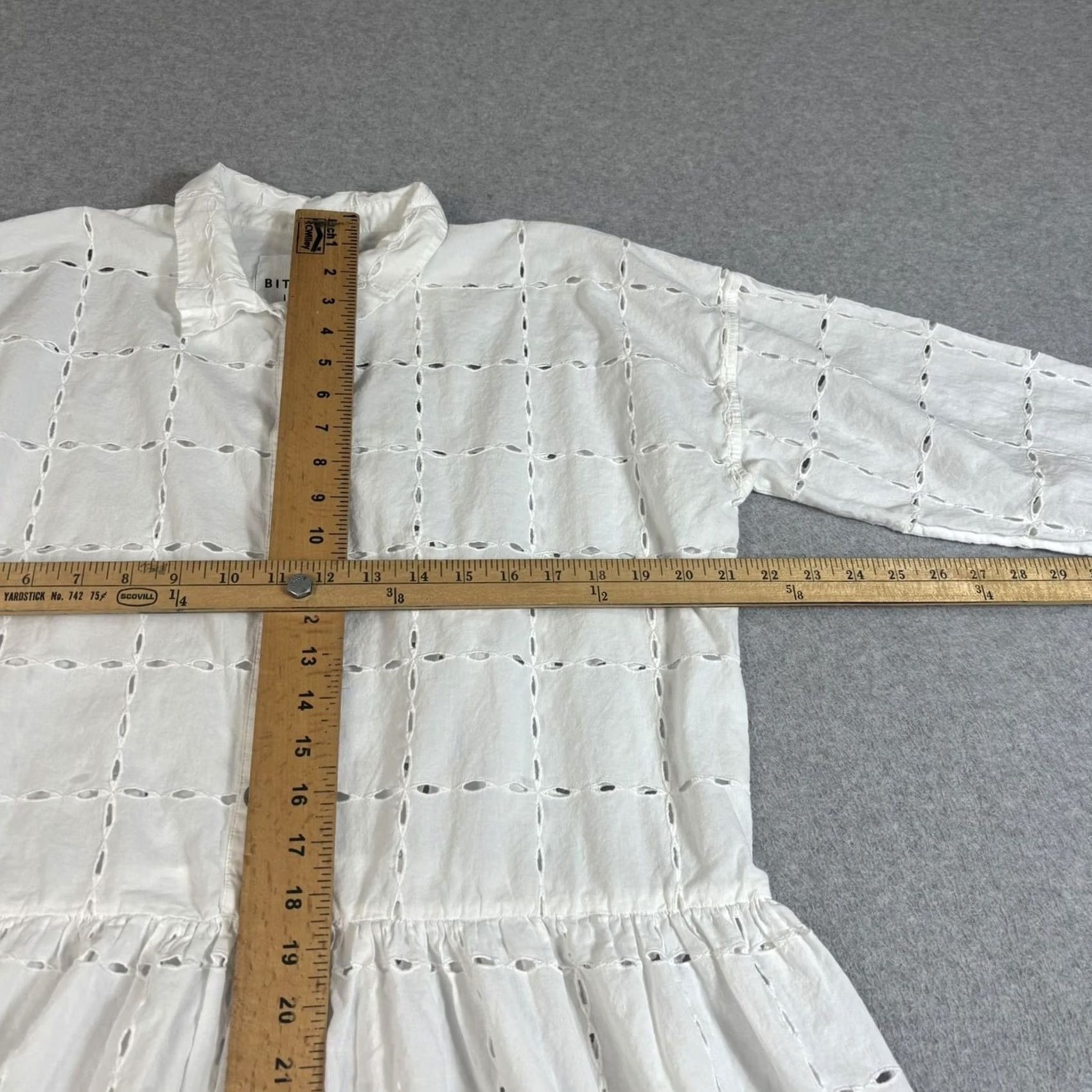 Vintage Bitte Kai Rand Dress Women XL White Eyelet Organic Cotton Boho Shirt Dress 3/4 Sleeve Casual Midi A-line 100% Cotton Size XL / US 12-14 / IT 48-50 - 7 Thumbnail